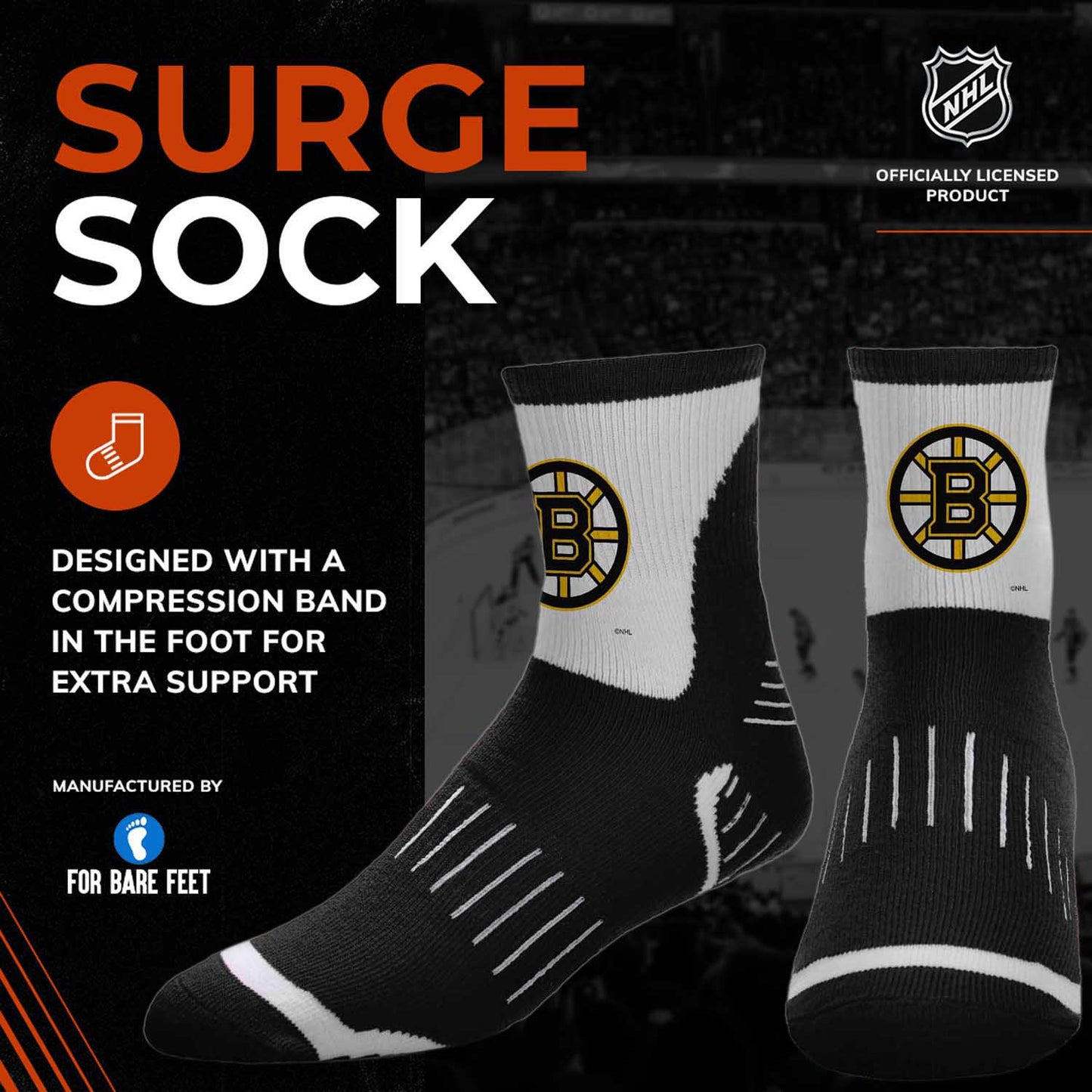 Boston Bruins NHL Youth Surge Socks - Black