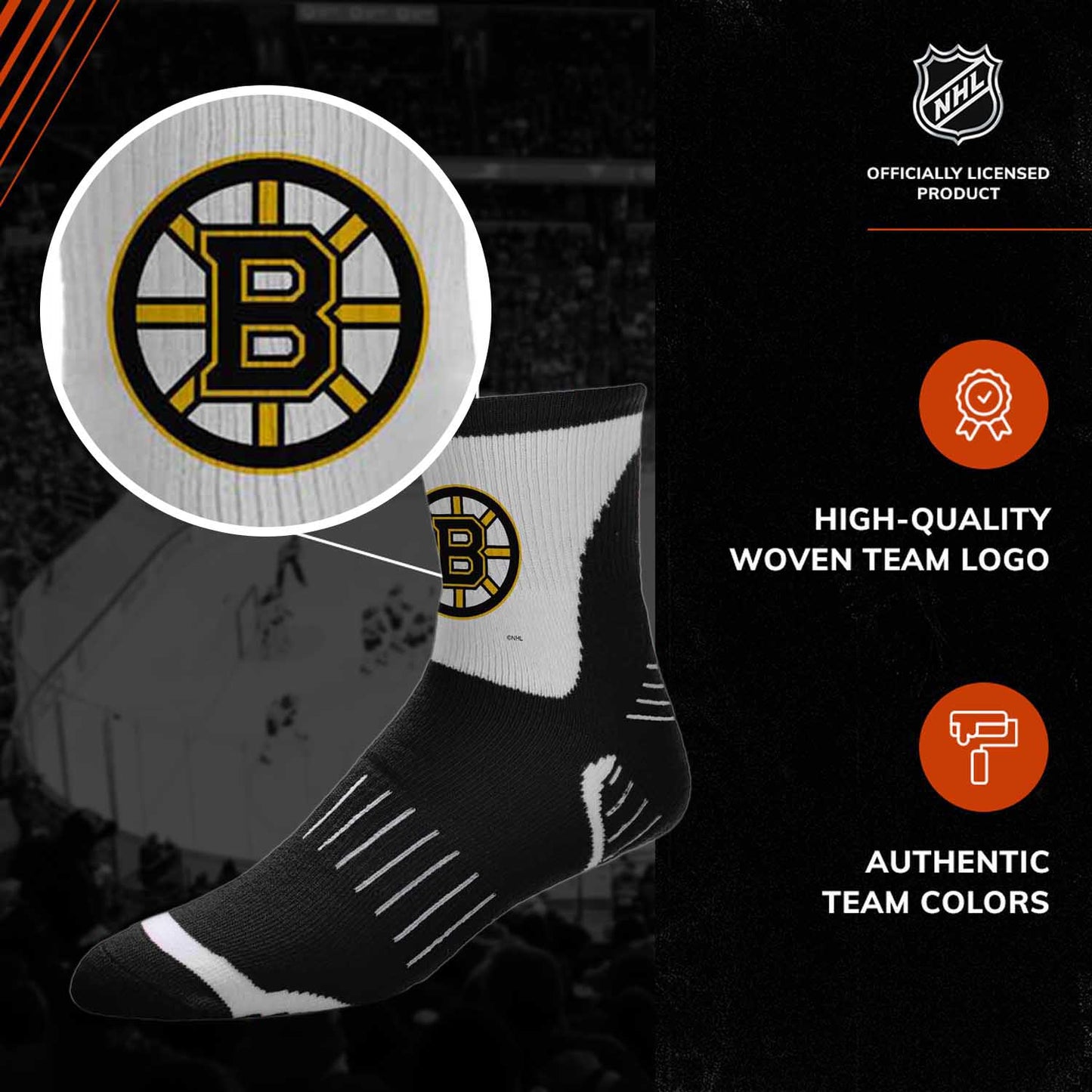 Boston Bruins NHL Youth Surge Socks - Black