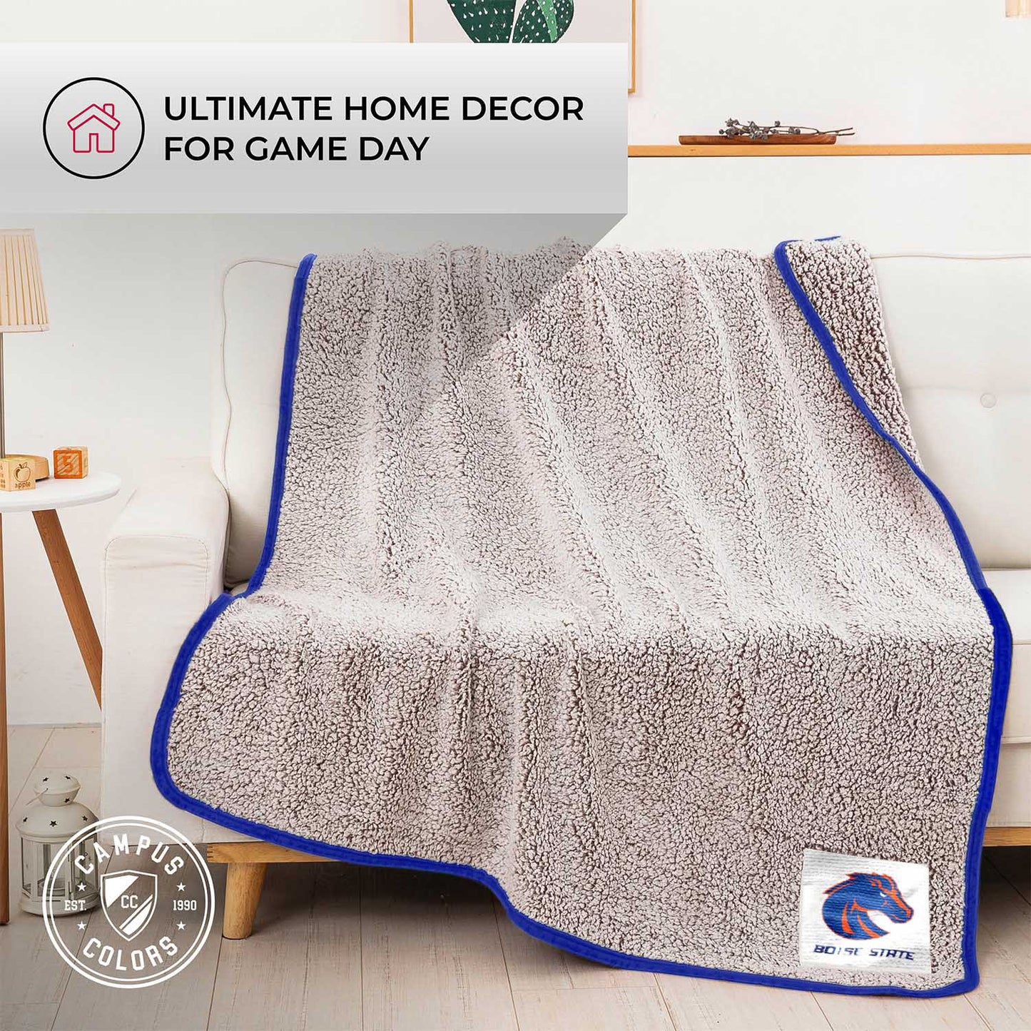 Boise State Broncos NCAA Silk Sherpa College Throw Blanket - Blue