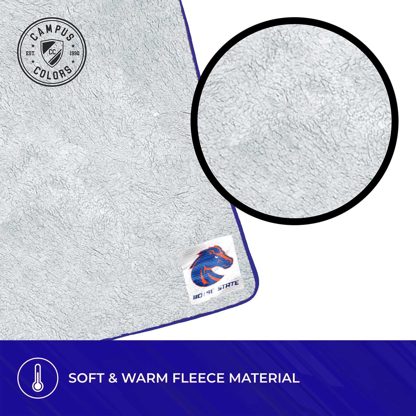 Boise State Broncos NCAA Silk Sherpa College Throw Blanket - Blue