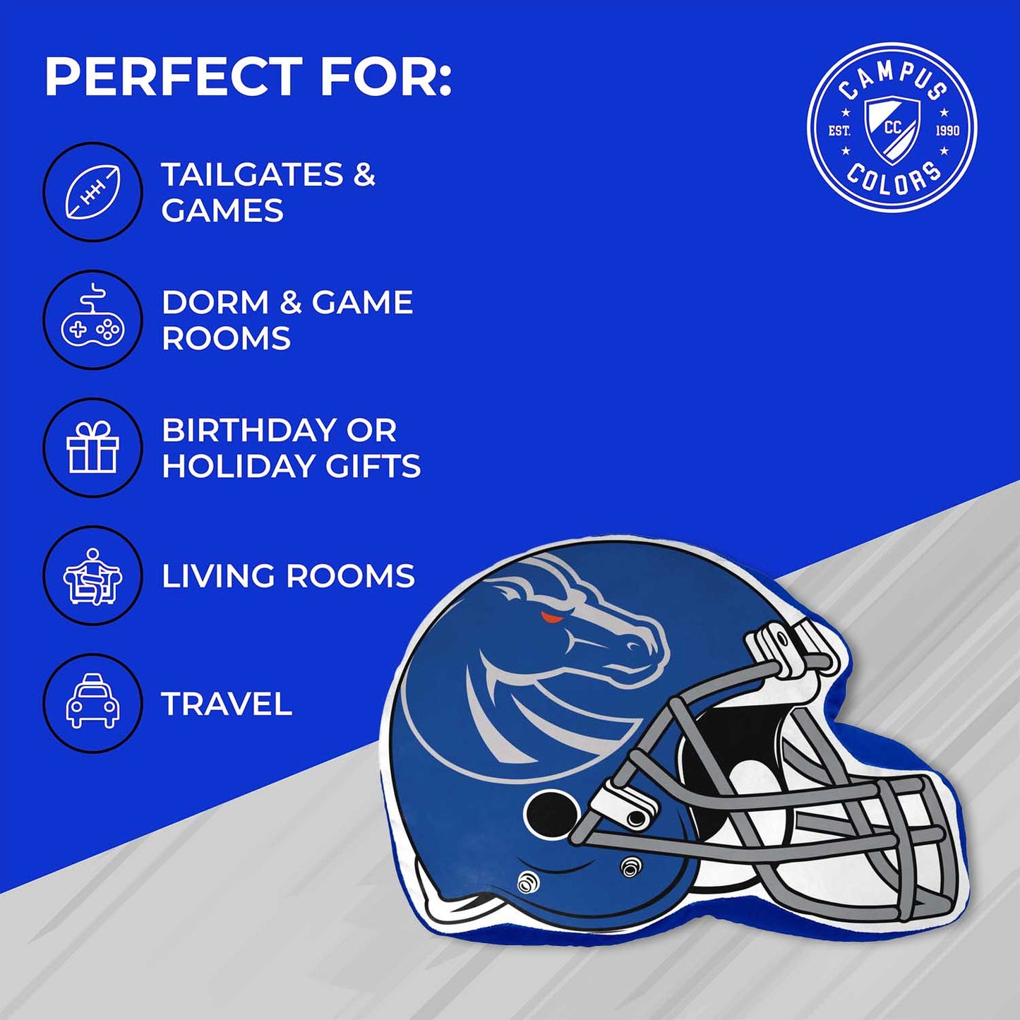 Boise State Broncos NCAA Helmet Super Soft Football Pillow - Blue