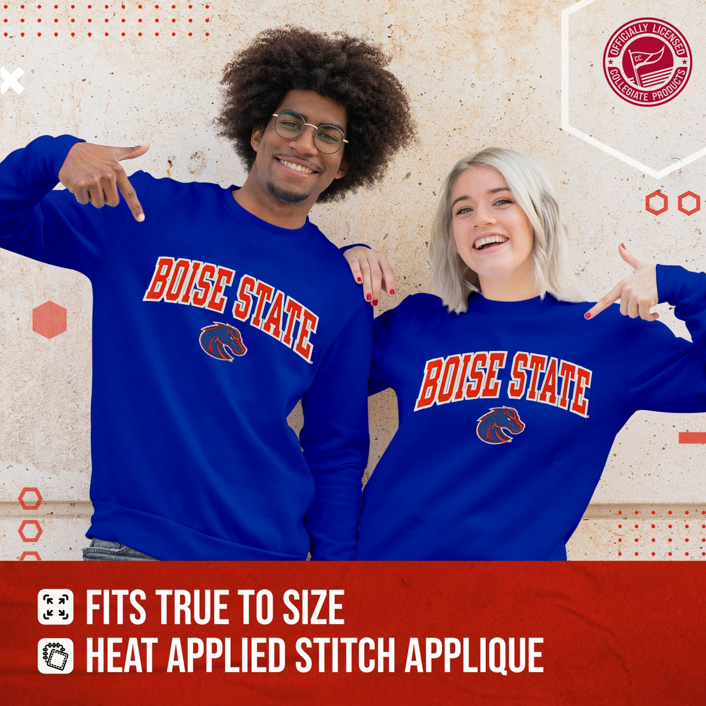 Boise State Broncos NCAA Adult Tackle Twill Crewneck Sweatshirt - Royal