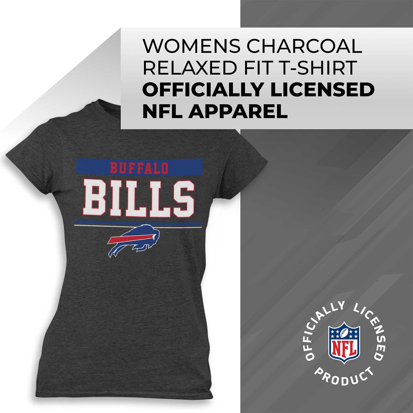 Buffalo Bills NFL Women's Team Block Plus Sized Relaxed Fit T-Shirt - Charcoal