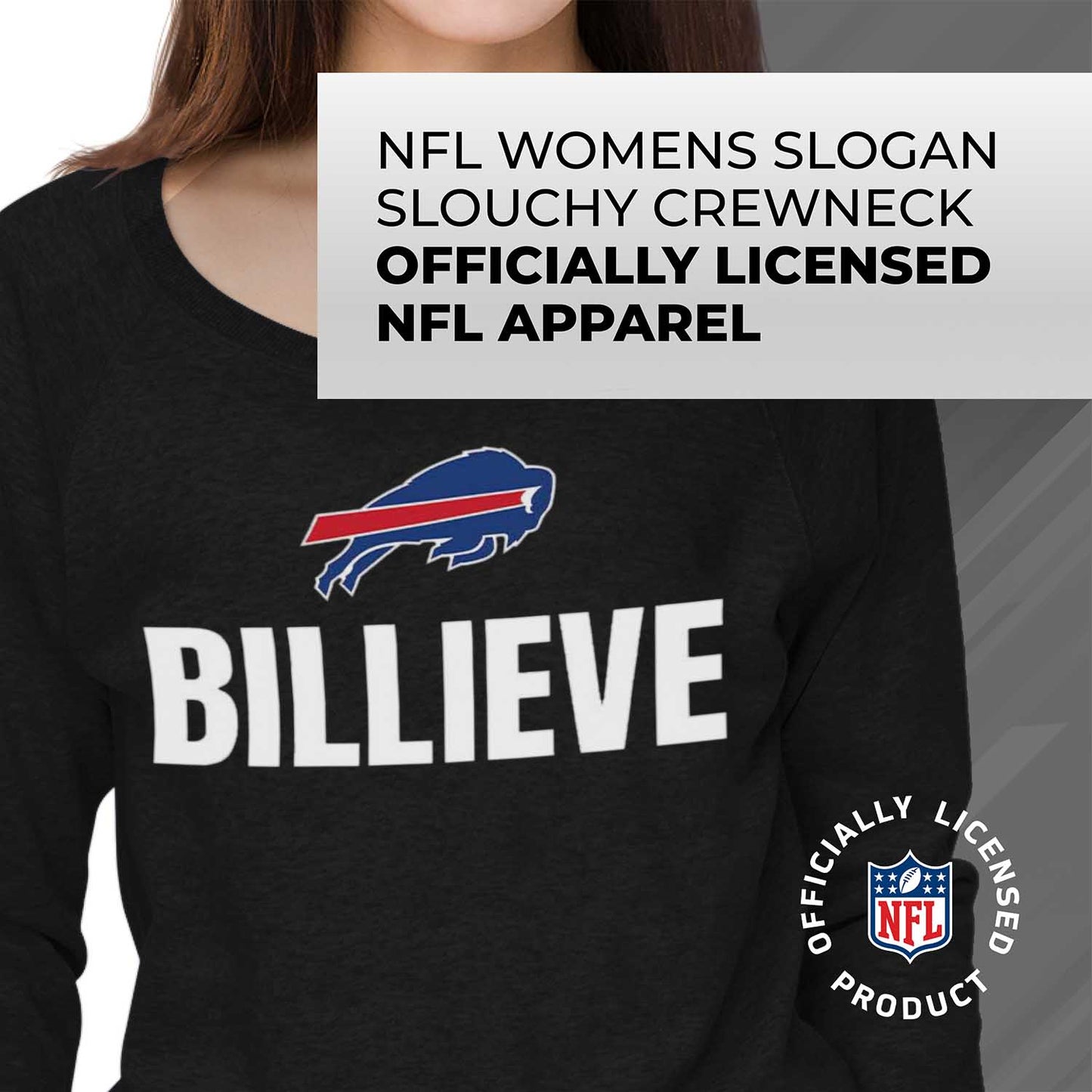 Buffalo Bills NFL Womens Plus Size Team Slogan Crew Neck - Black