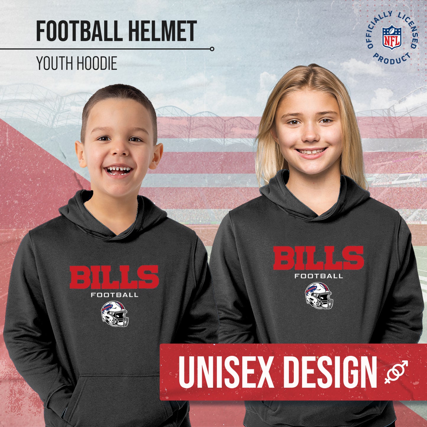 Buffalo Bills NFL Youth Football Helmet Hood - Charcoal