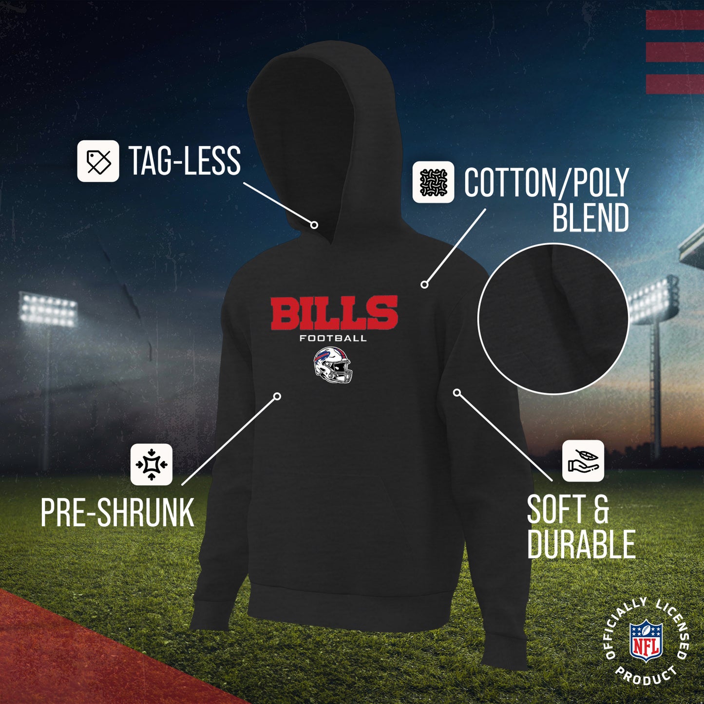 Buffalo Bills NFL Youth Football Helmet Hood - Charcoal