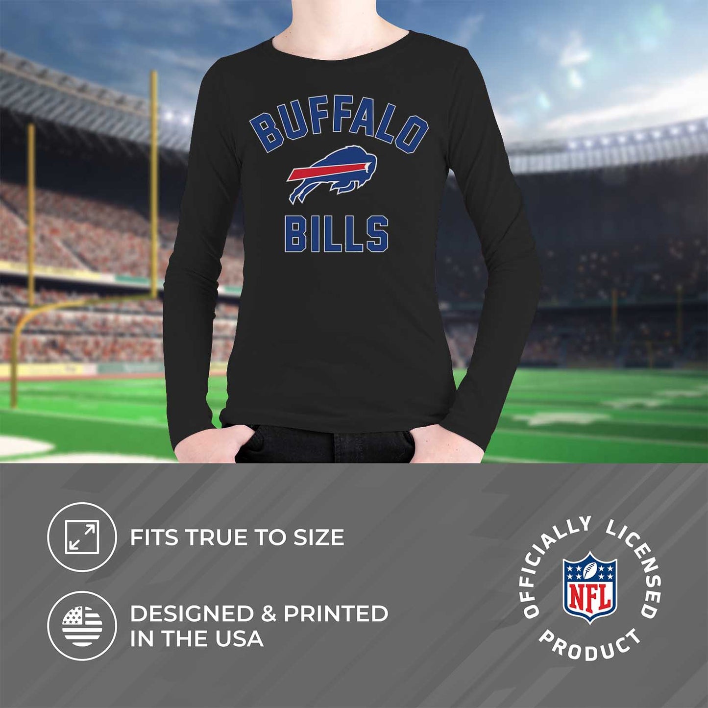 Buffalo Bills NFL Gameday Youth Football Long Sleeve Shirt - Black