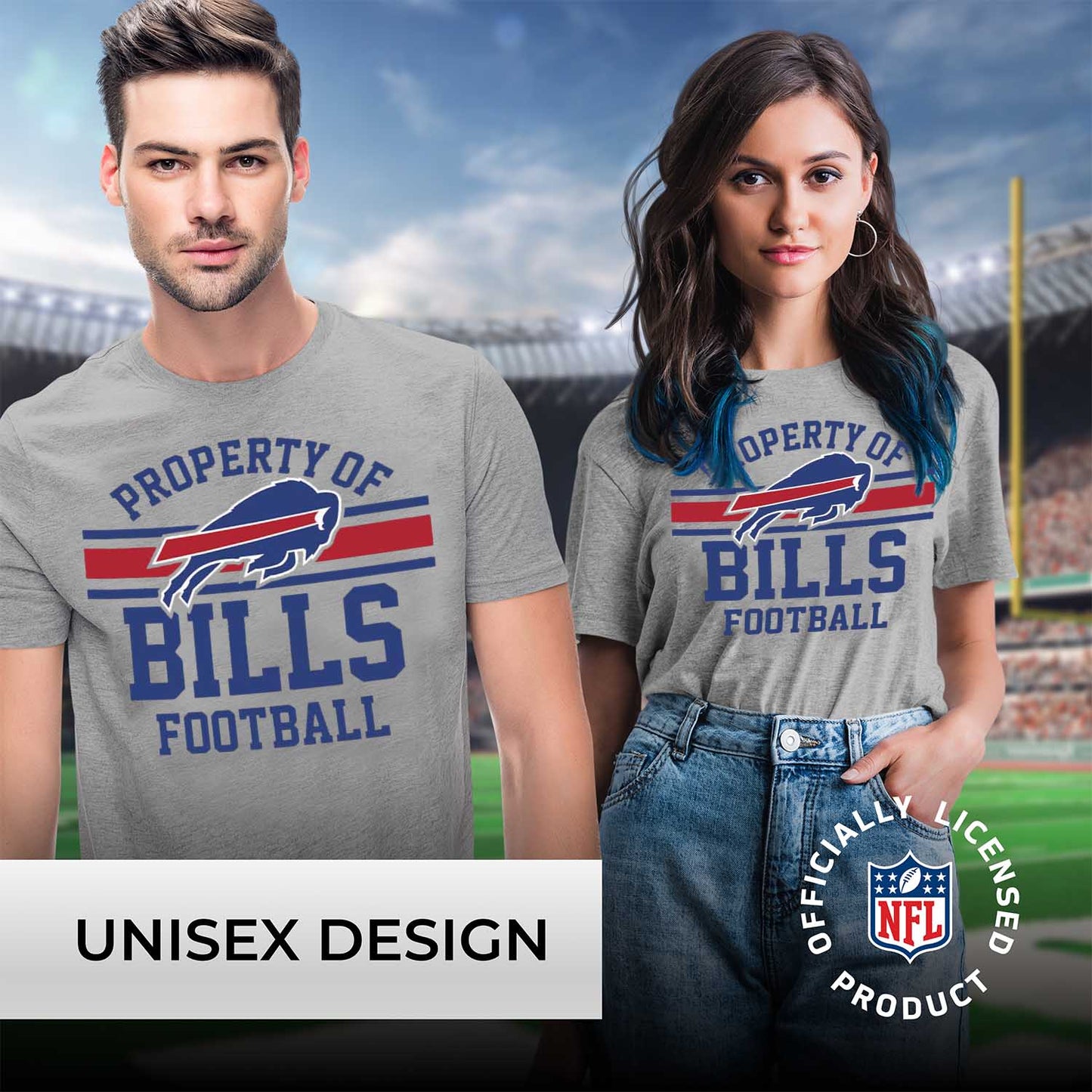 Buffalo Bills NFL Adult Property Of T-Shirt - Sport Gray