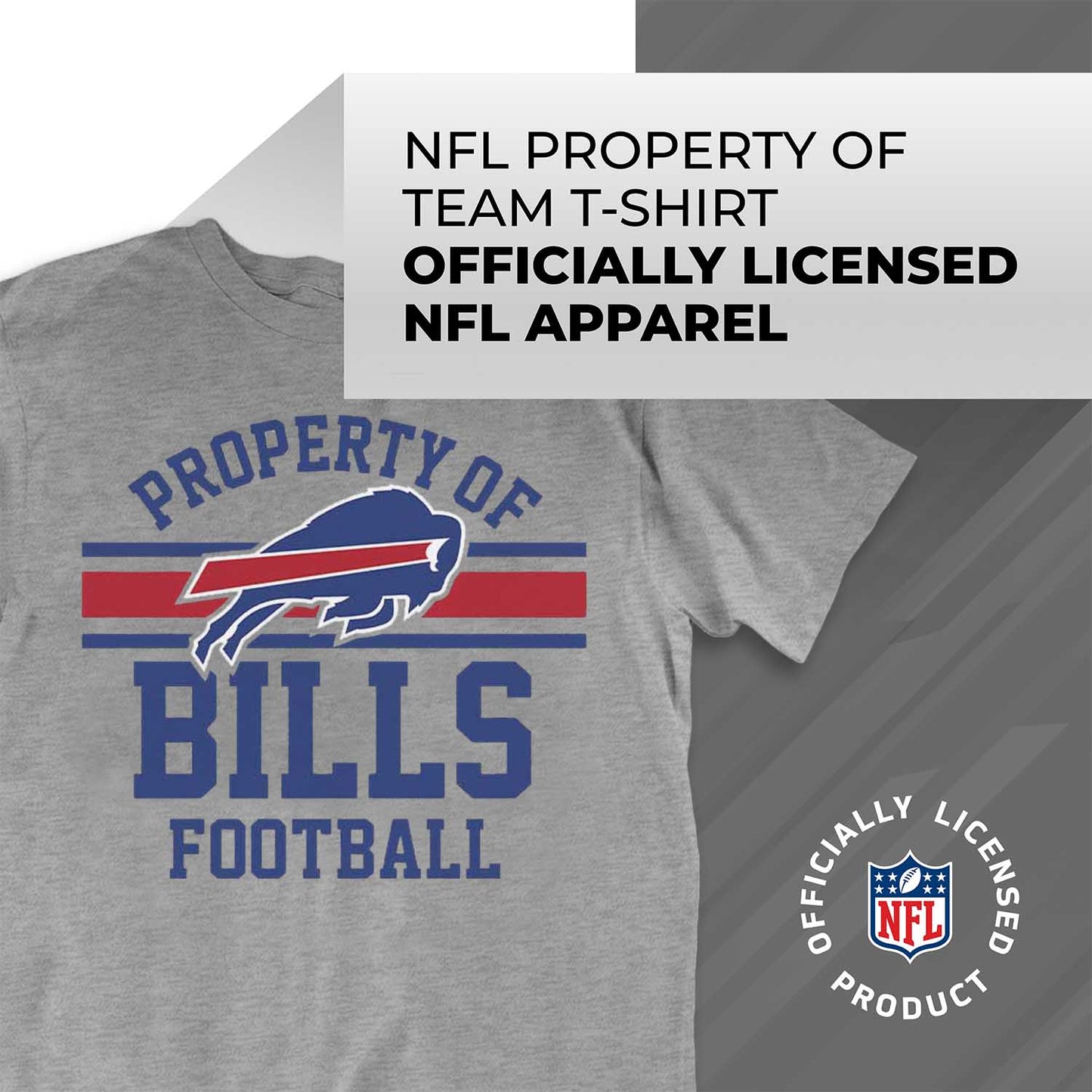 Buffalo Bills NFL Adult Property Of T-Shirt - Sport Gray
