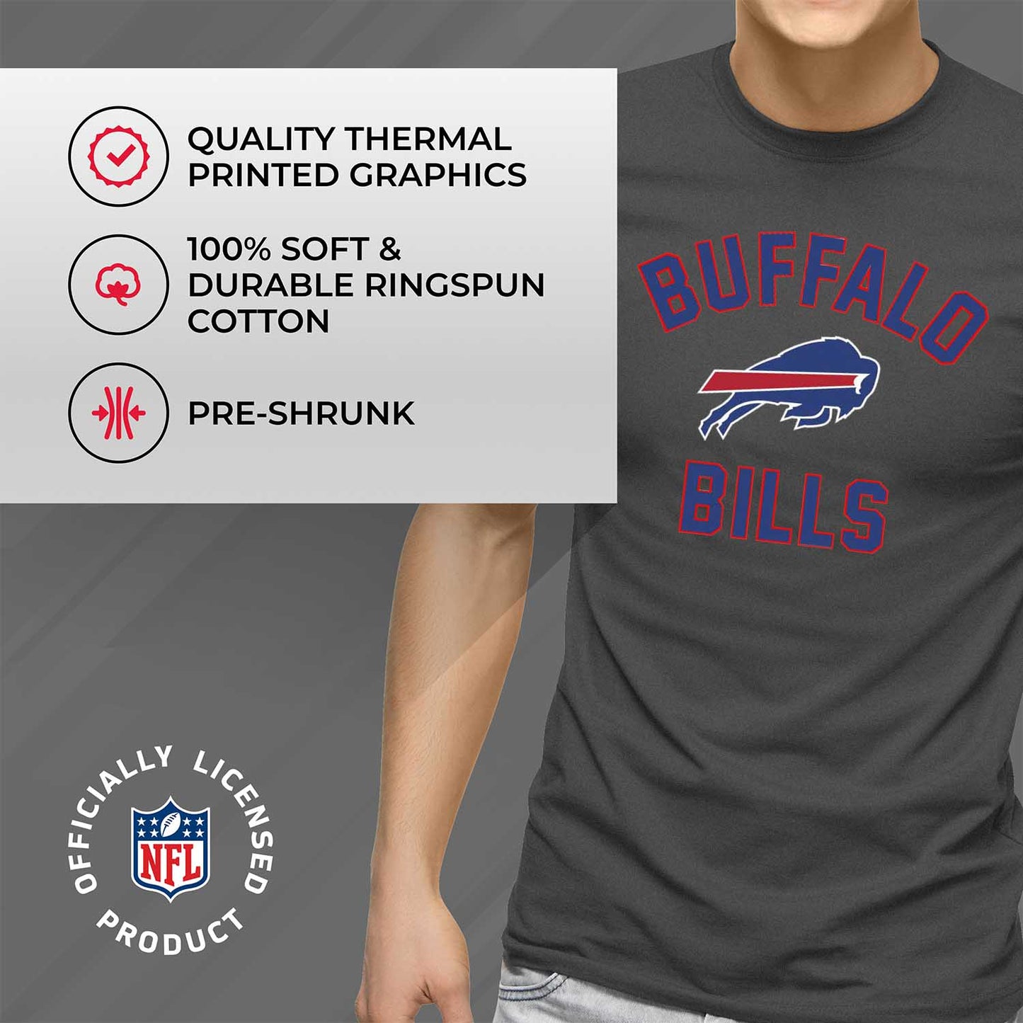 Buffalo Bills NFL Adult Gameday T-Shirt - Sport Gray