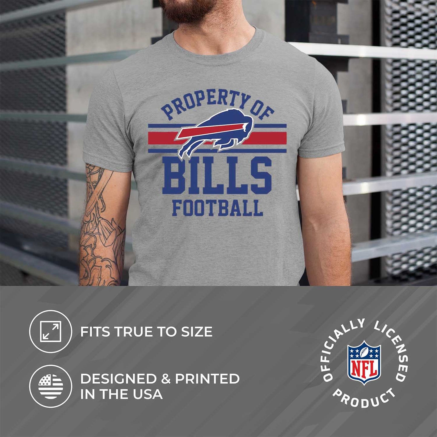 Buffalo Bills NFL Adult Property Of T-Shirt - Sport Gray