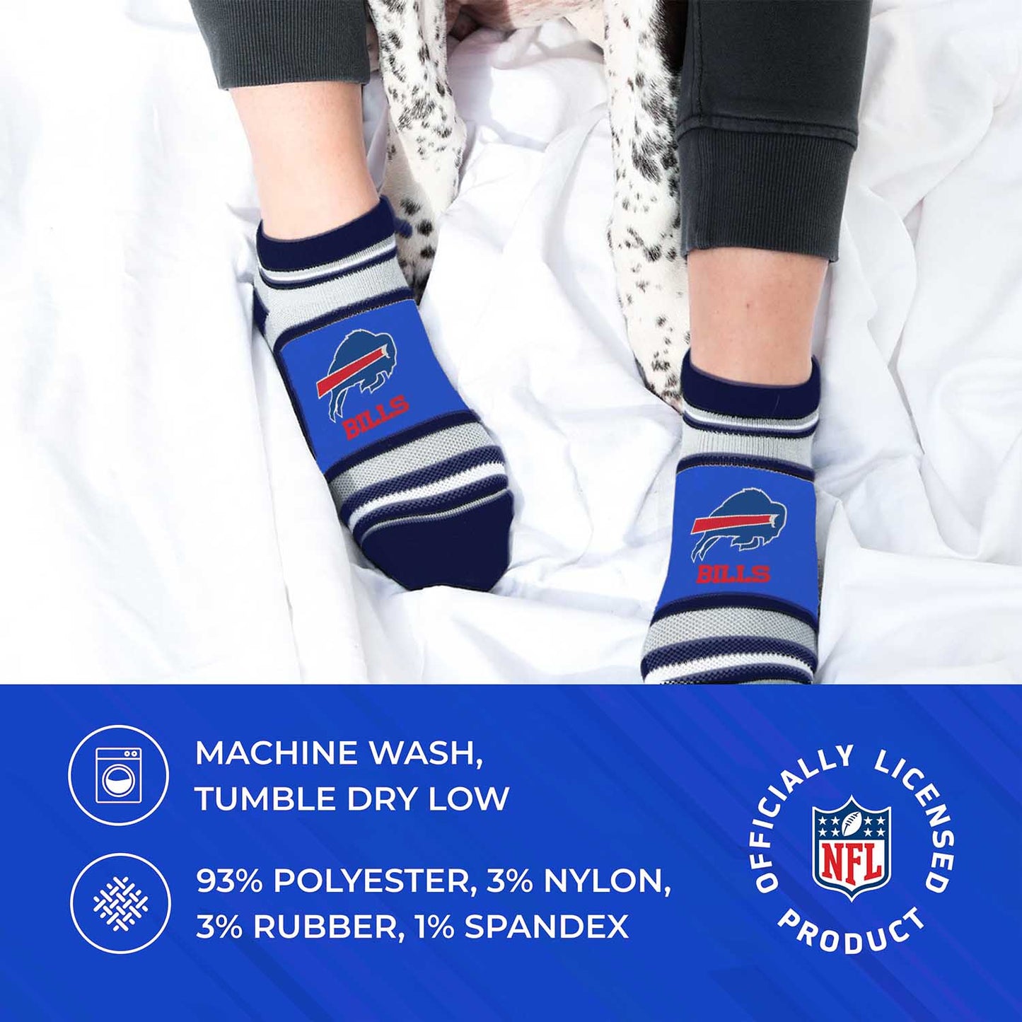 Buffalo Bills Adult Marquis Addition No Show Socks - Royal
