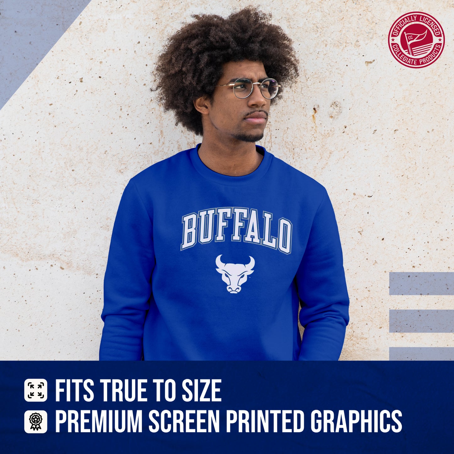 Buffalo Bulls Adult Arch & Logo Soft Style Gameday Crewneck Sweatshirt - Royal