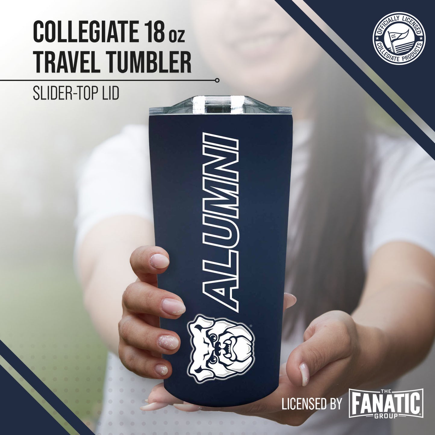 Butler Bulldogs Collegiate Stainless Steel Travel Tumbler for Alumni - Navy