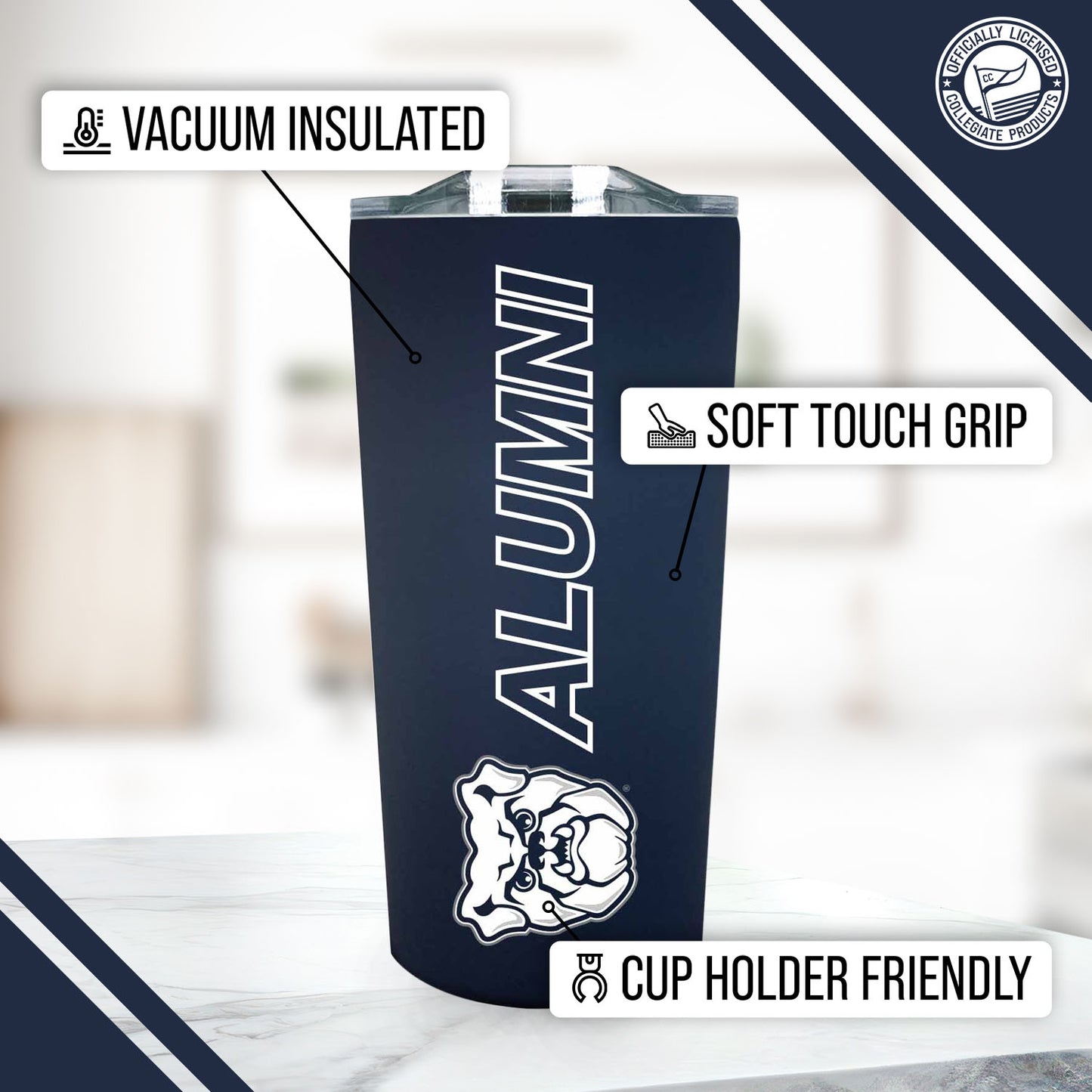 Butler Bulldogs Collegiate Stainless Steel Travel Tumbler for Alumni - Navy