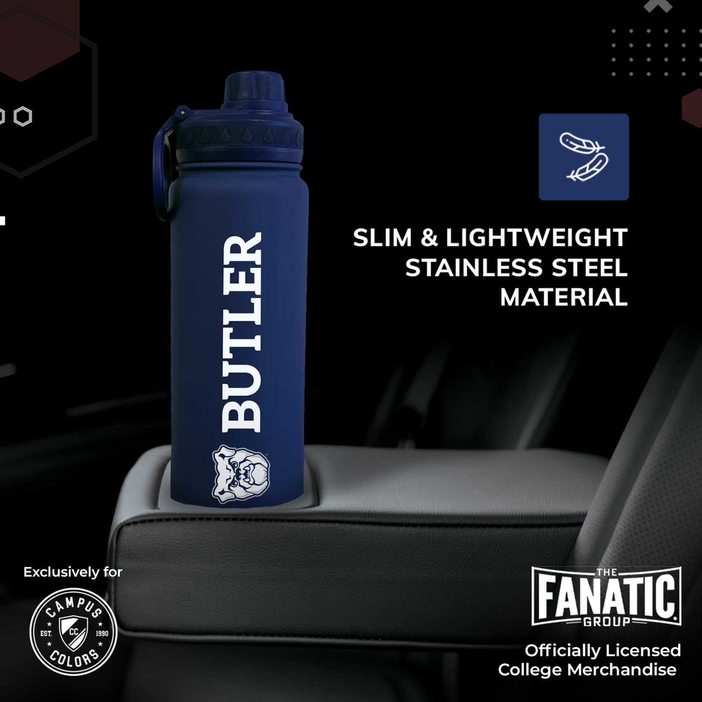 Butler Bulldogs NCAA Stainless Steel Water Bottle - Navy