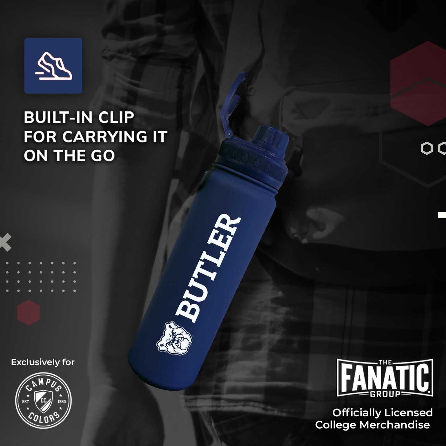 Butler Bulldogs NCAA Stainless Steel Water Bottle - Navy