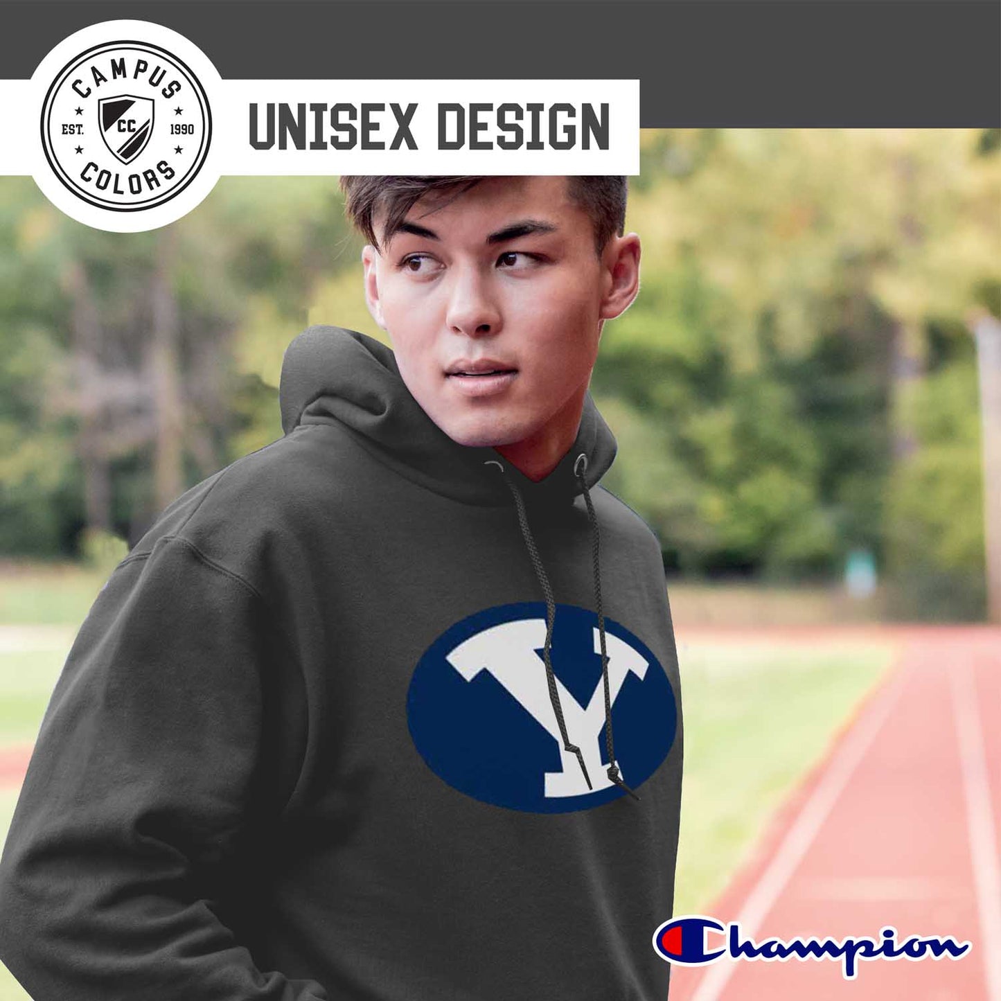 BYU Cougars Adult Mascot Fleece Hooded Sweatshirt - Charcoal