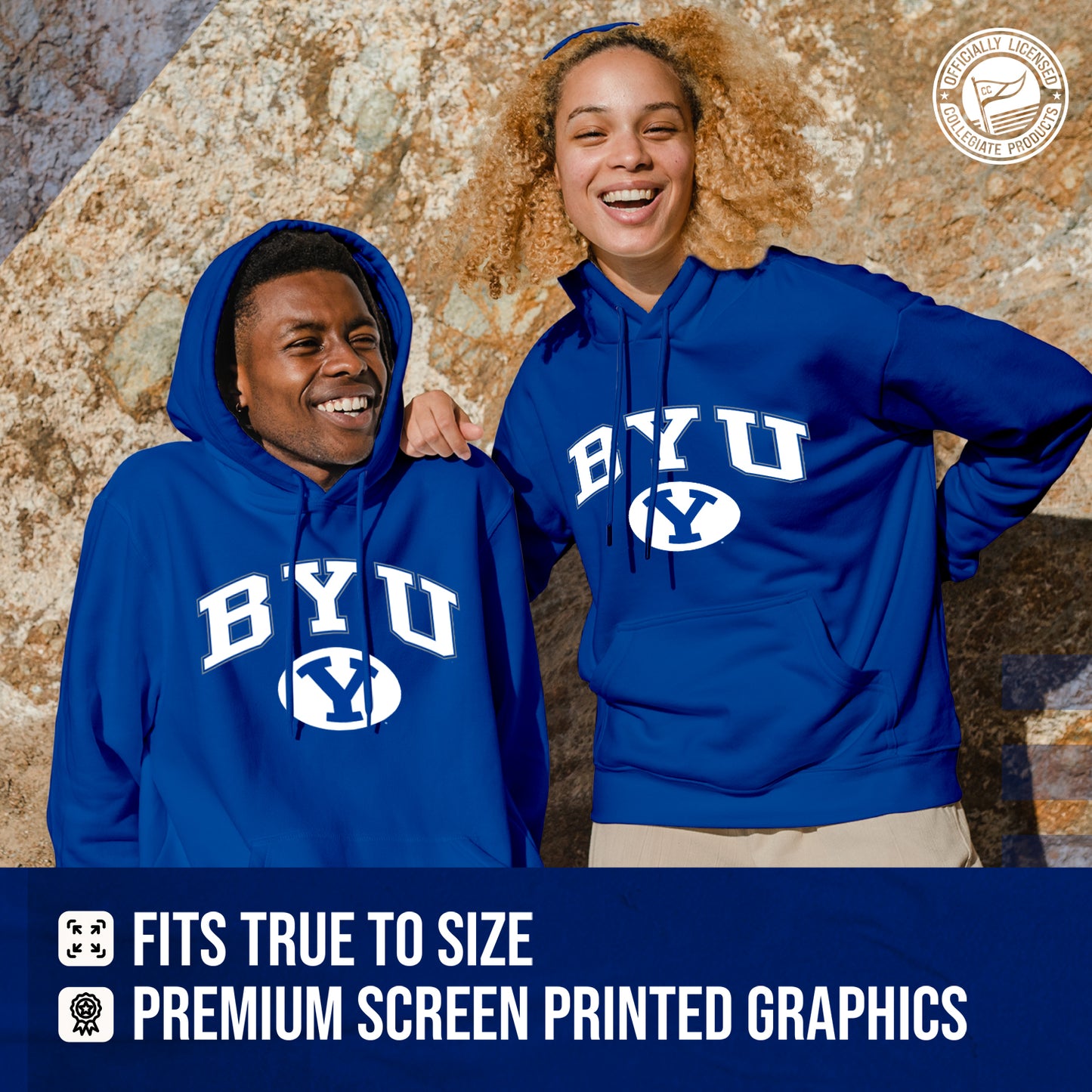 BYU Cougars Adult Arch & Logo Soft Style Gameday Hooded Sweatshirt - Navy