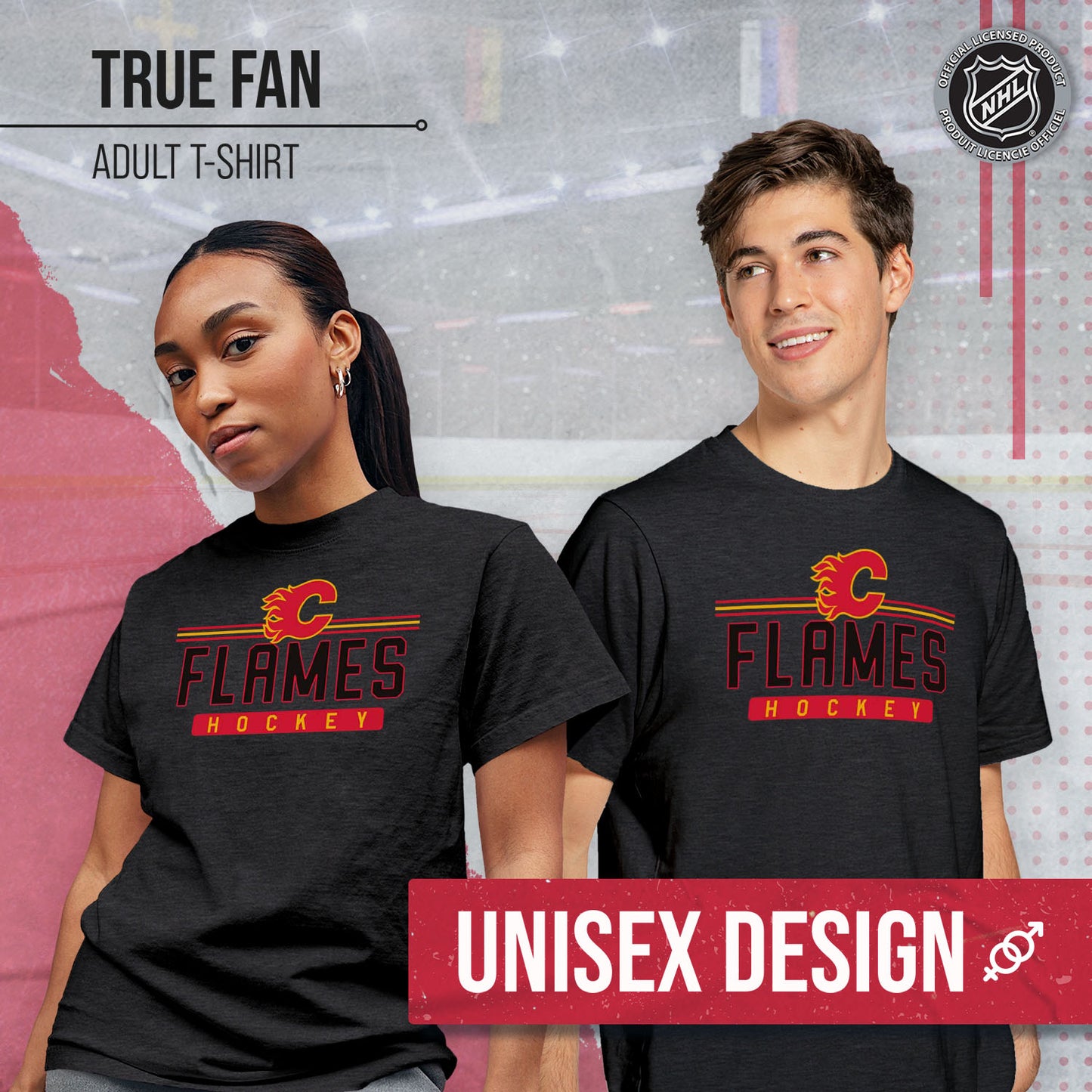 Calgary Flames Adult NHL Heather Charcoal True Fan Hockey T-Shirt - Charcoal