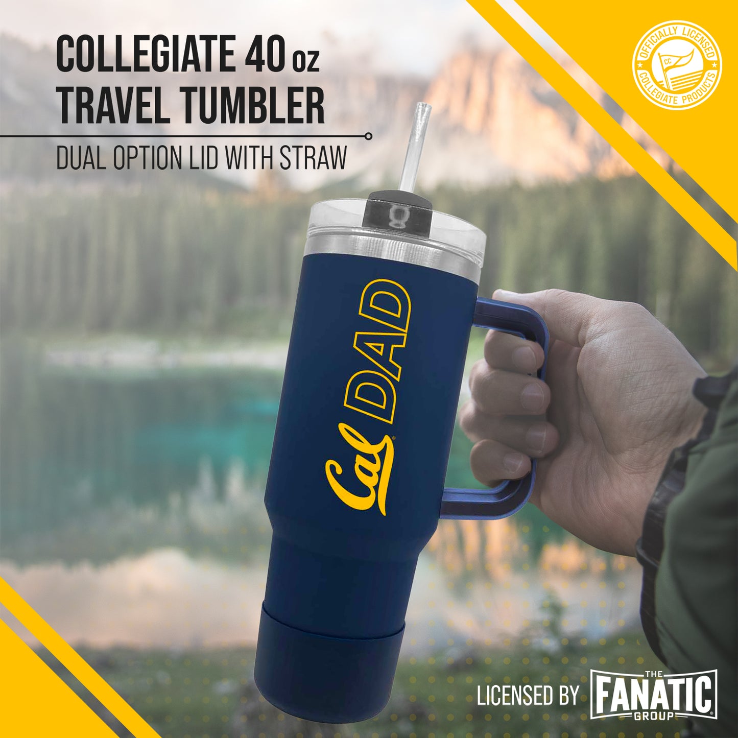 Cal Golden Bears Collegiate 40oz Stainless Steel Travel Tumbler with Handle for Dad - Navy