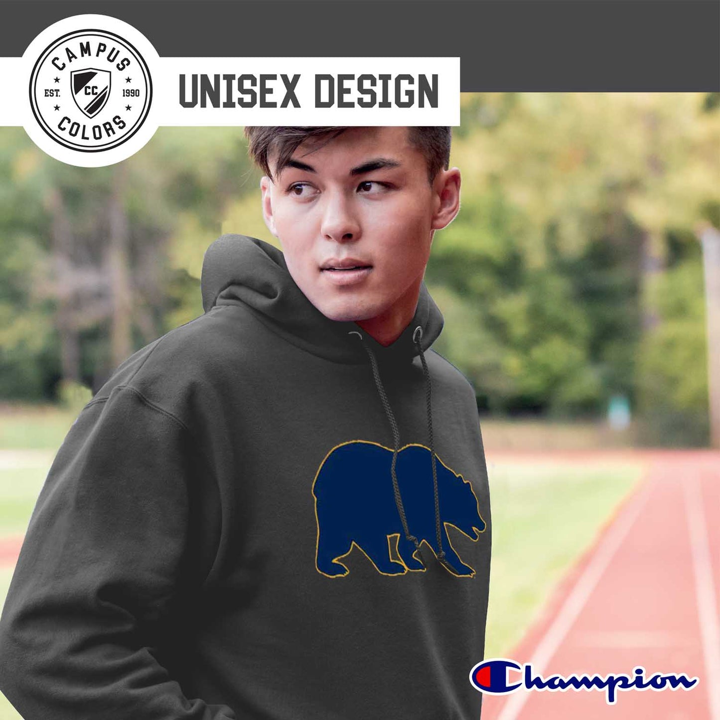 Cal Golden Bears Adult Mascot Fleece Hooded Sweatshirt - Charcoal