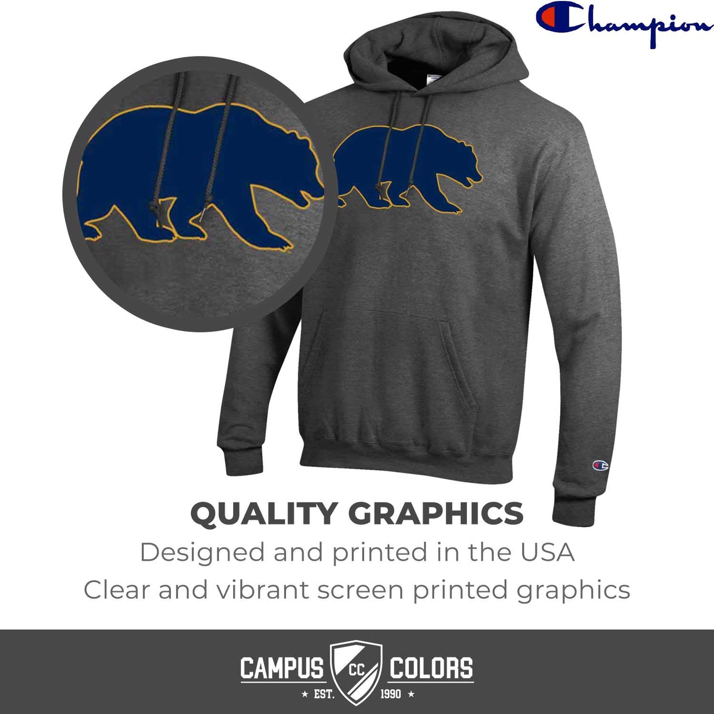 Cal Golden Bears Adult Mascot Fleece Hooded Sweatshirt - Charcoal