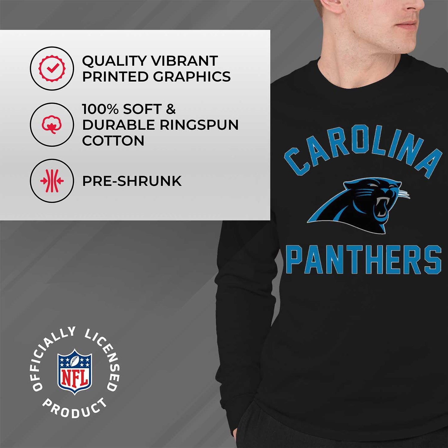Carolina Panthers NFL Gameday Adult Long Sleeve Shirt - Black