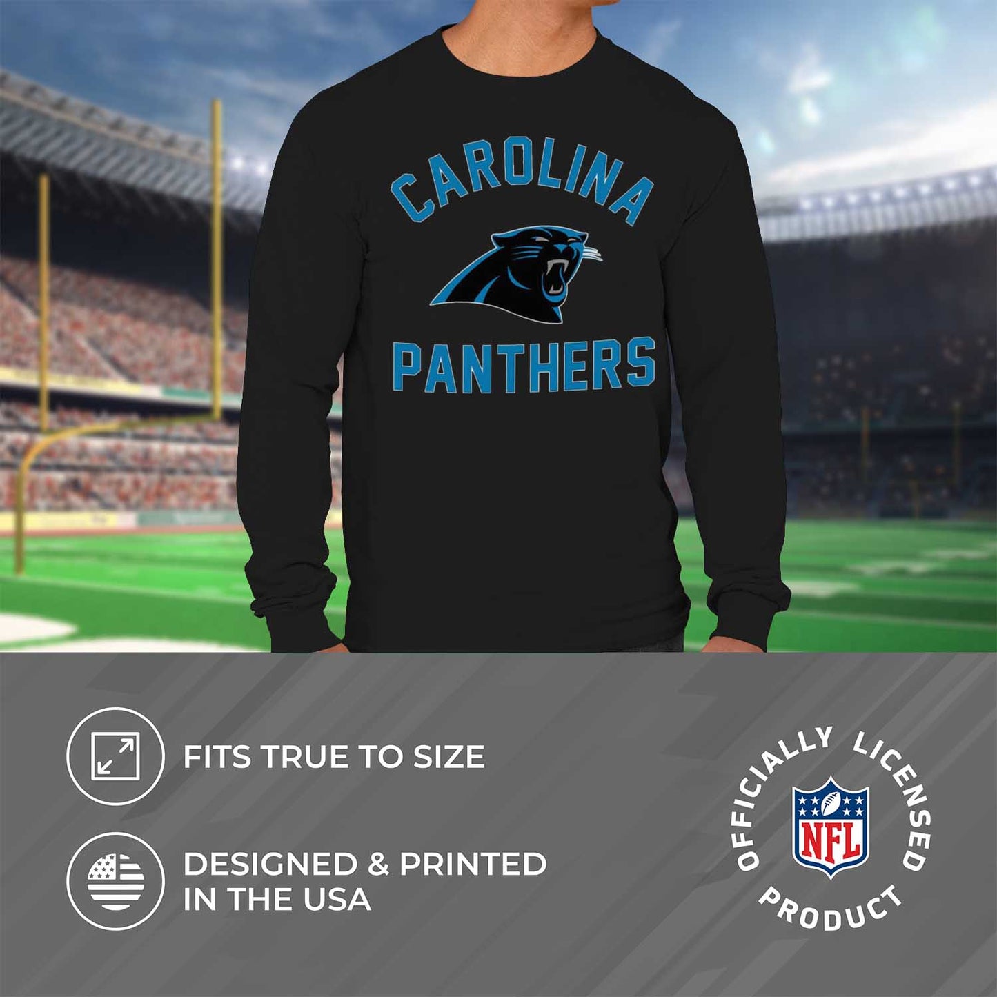 Carolina Panthers NFL Gameday Adult Long Sleeve Shirt - Black