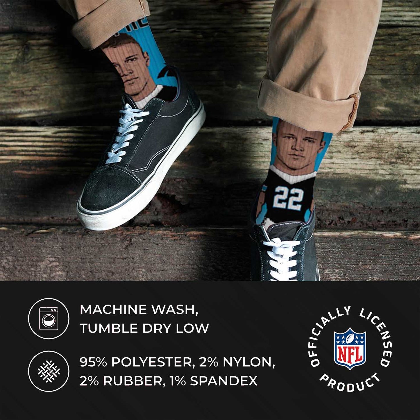 Carolina Panthers NFL Adult V Curve MVP Player Crew Socks - Blue