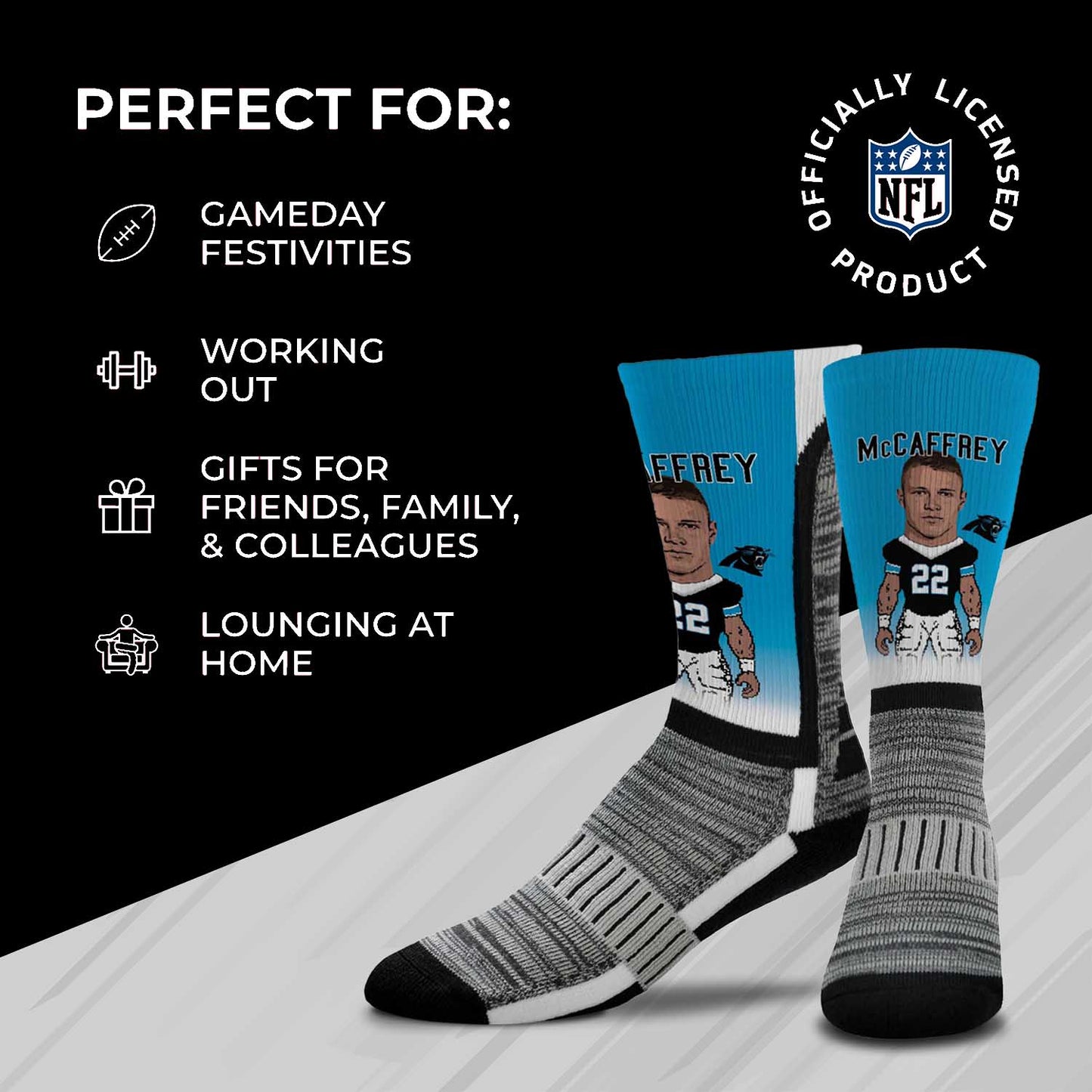 Carolina Panthers NFL Adult V Curve MVP Player Crew Socks - Blue