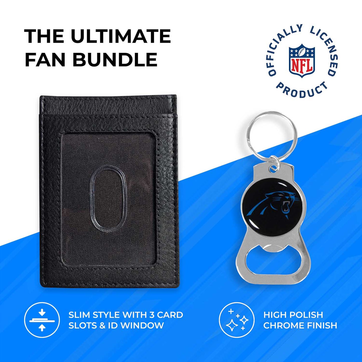 Carolina Panthers NFL Bottle Opener Keychain Bundle - Black