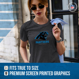 Carolina Panthers Women's NFL Ultimate Fan Logo Short Sleeve T-Shirt - Black
