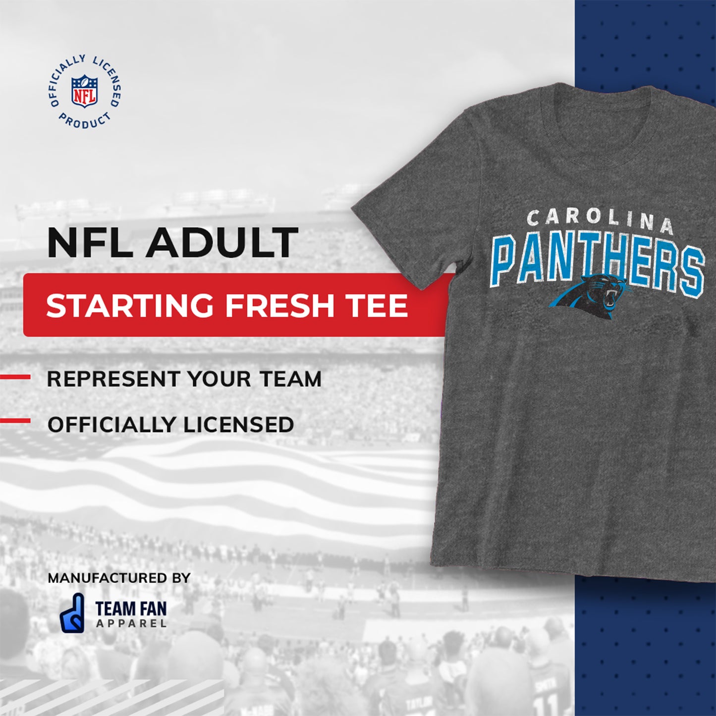 Carolina Panthers NFL Starting Fresh Short Sleeve Heather T-Shirt - Sport Gray