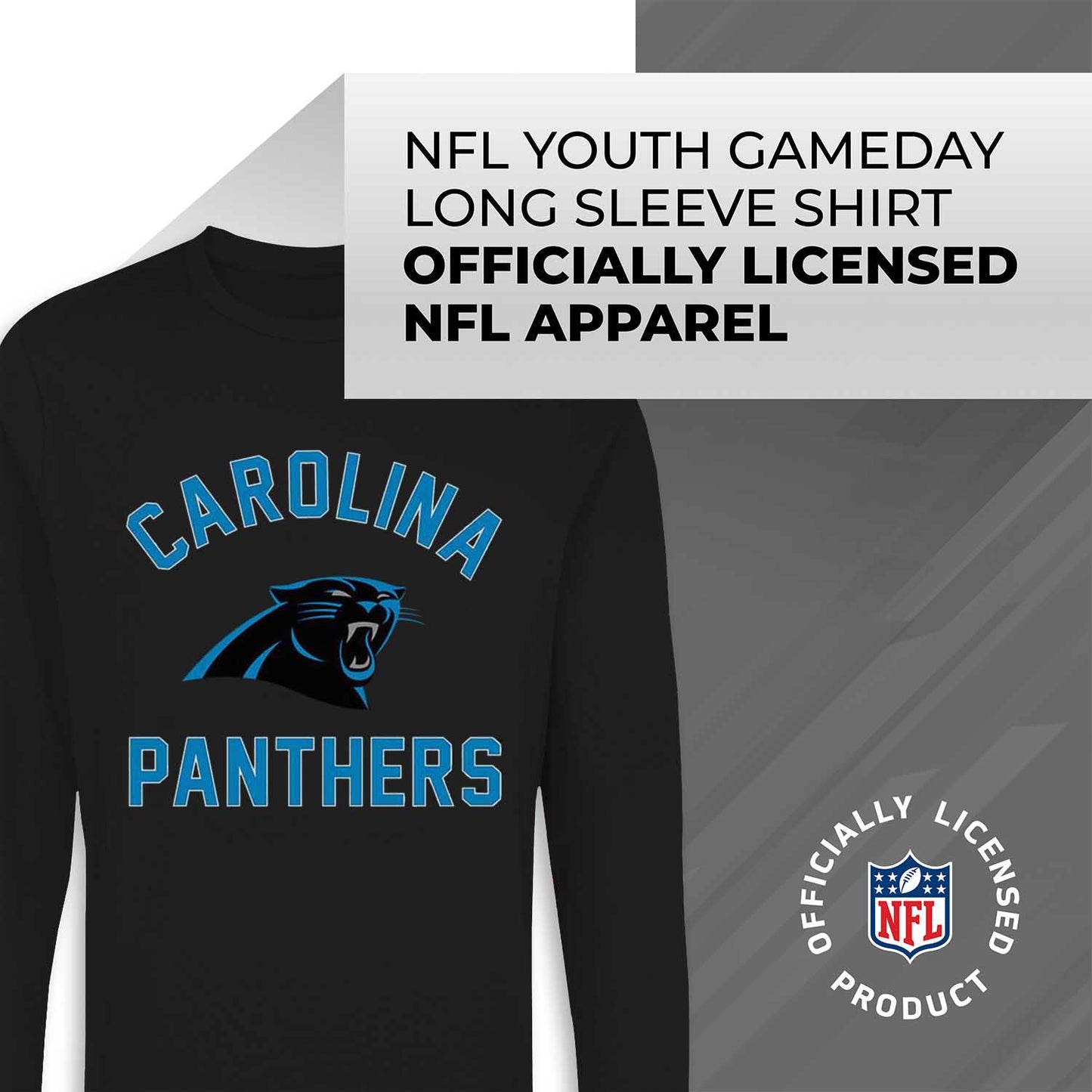 Carolina Panthers NFL Gameday Youth Football Long Sleeve Shirt - Black