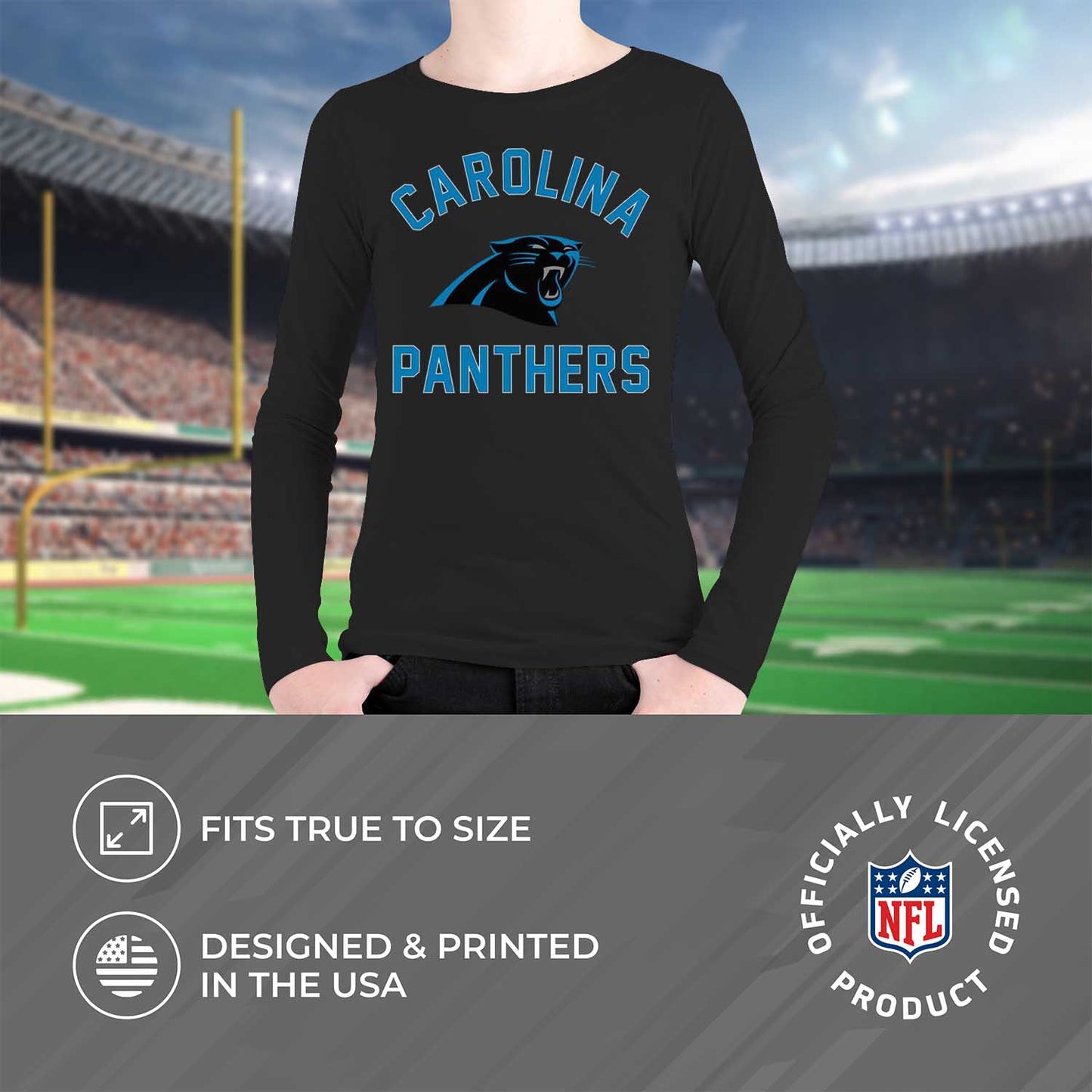 Carolina Panthers NFL Gameday Youth Football Long Sleeve Shirt - Black
