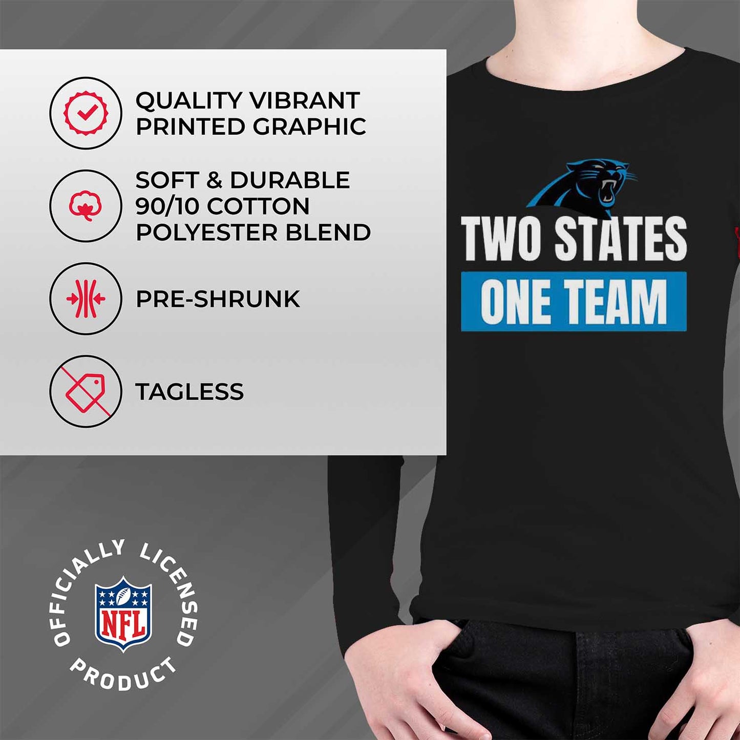 Carolina Panthers NFL Youth Team Slogan Long Sleeve Shirt - Black