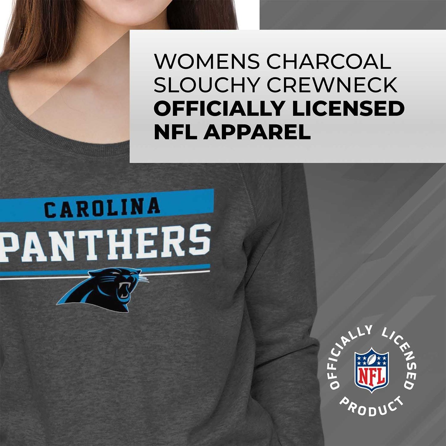Carolina Panthers NFL Womens Charcoal Crew Neck Football Apparel - Charcoal