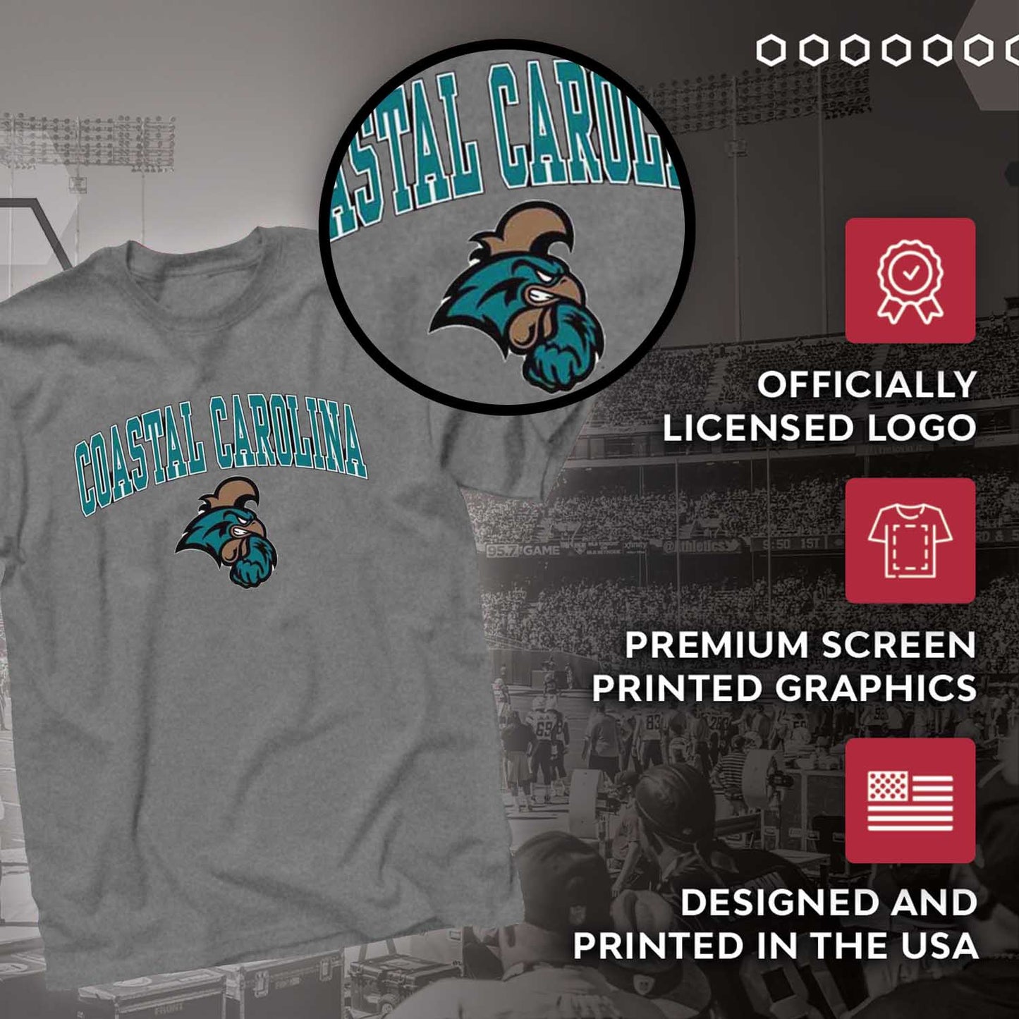 Coastal Carolina Chanticleers NCAA Adult Gameday Cotton T-Shirt - Graphite
