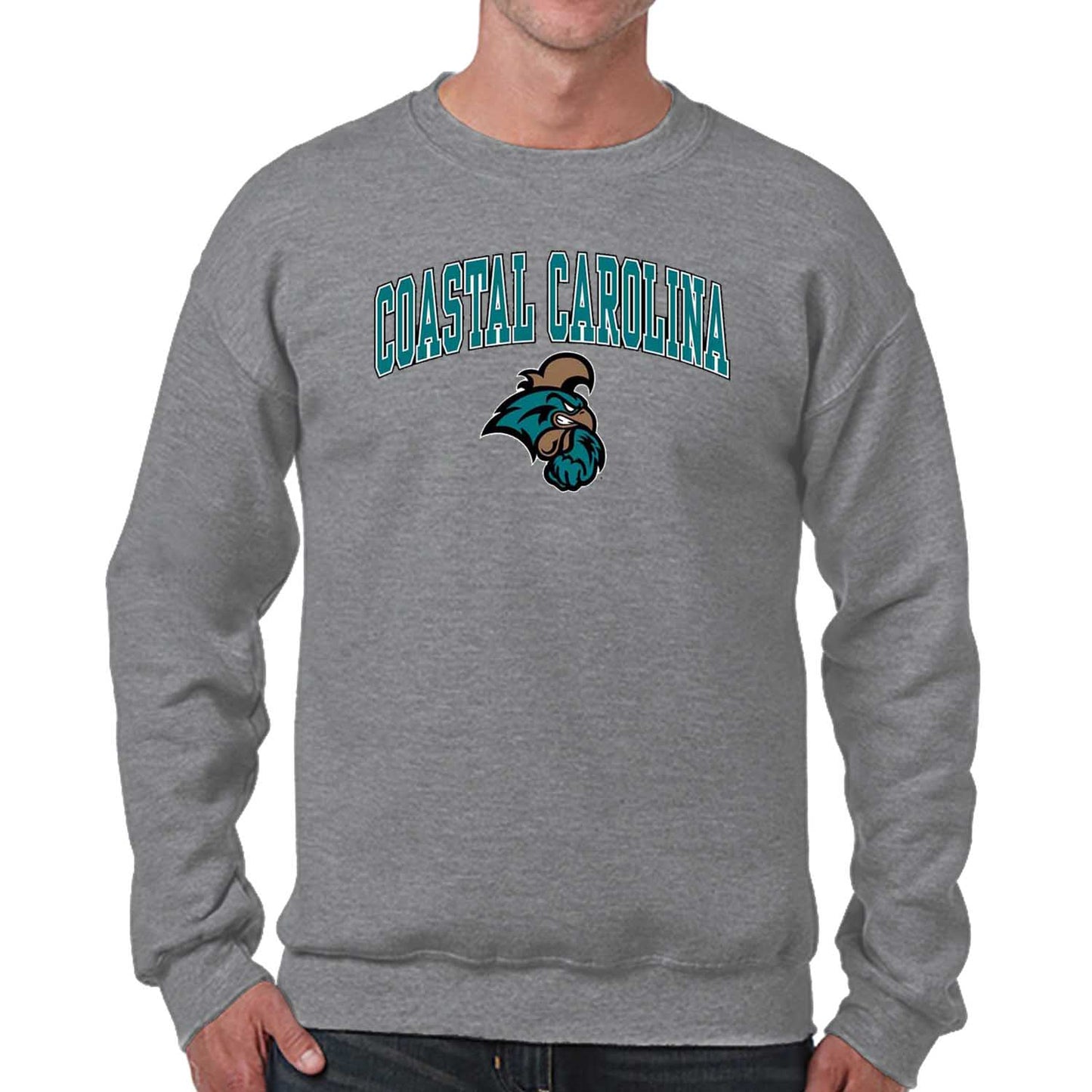 Coastal Carolina Chanticleers Adult Arch & Logo Soft Style Gameday Crewneck Sweatshirt - Graphite