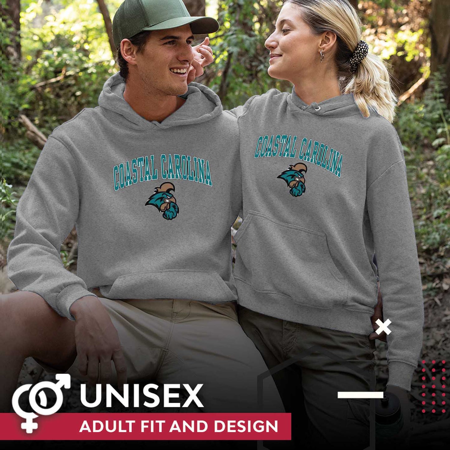 Coastal Carolina Chanticleers Adult Arch & Logo Soft Style Gameday Hooded Sweatshirt - Graphite