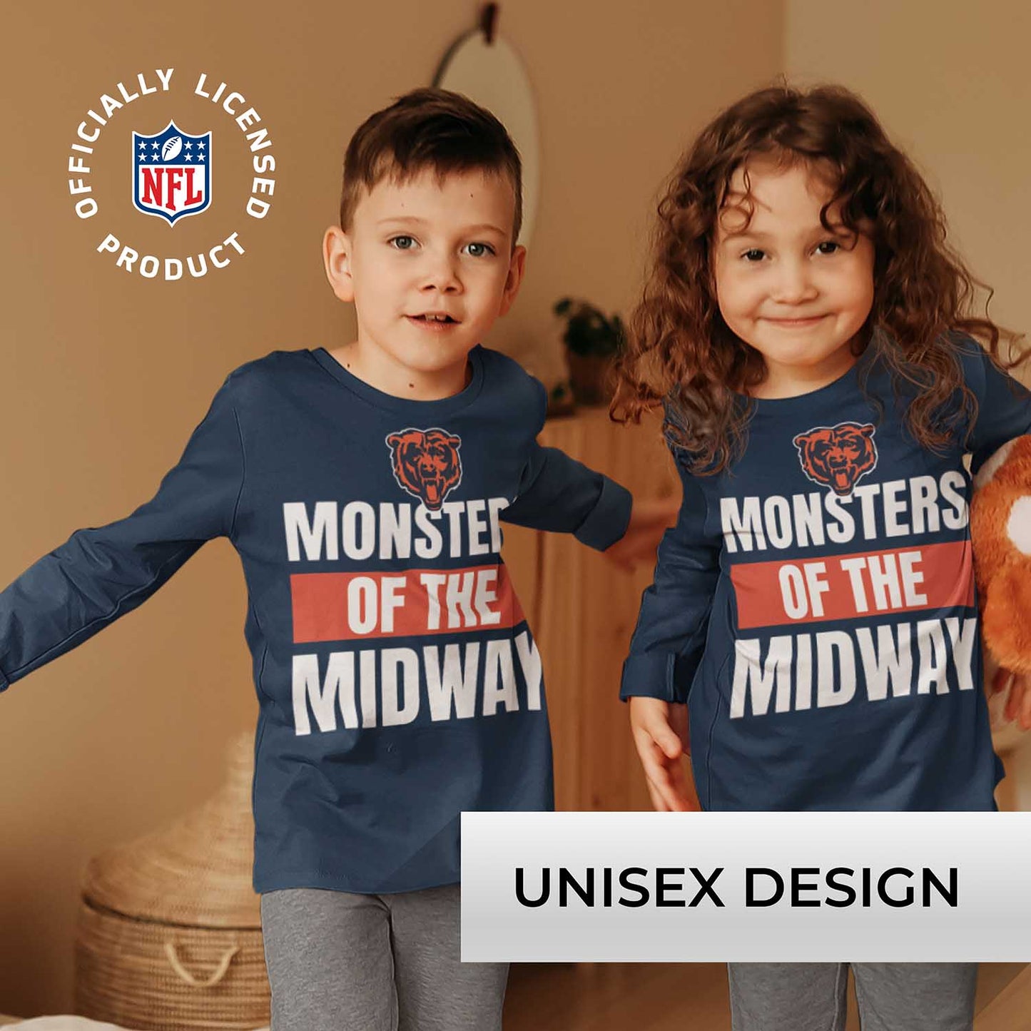 Chicago Bears NFL Youth Team Slogan crewneck Sweatshirt - Navy
