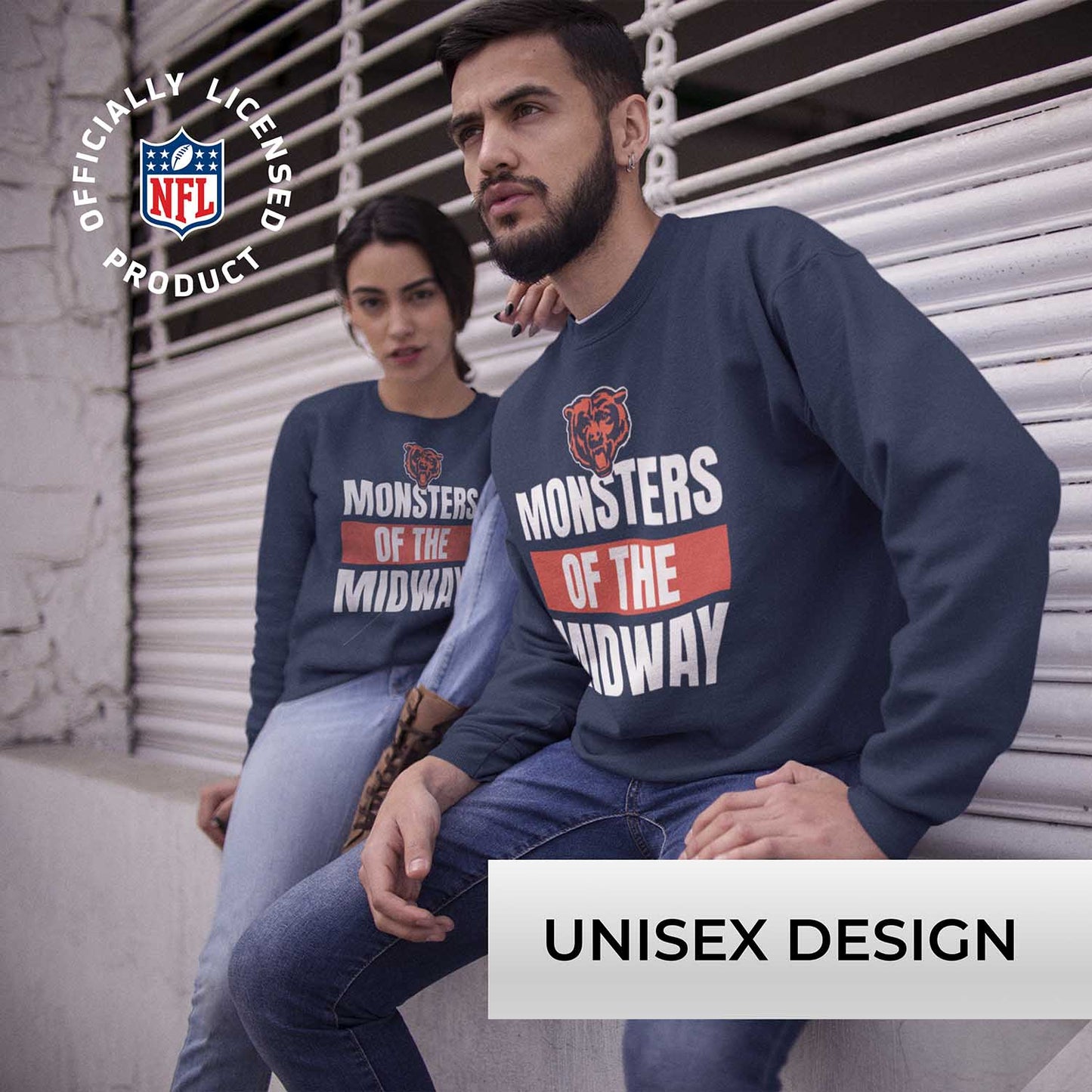 Chicago Bears NFL Adult Slogan Crewneck Sweatshirt - Navy