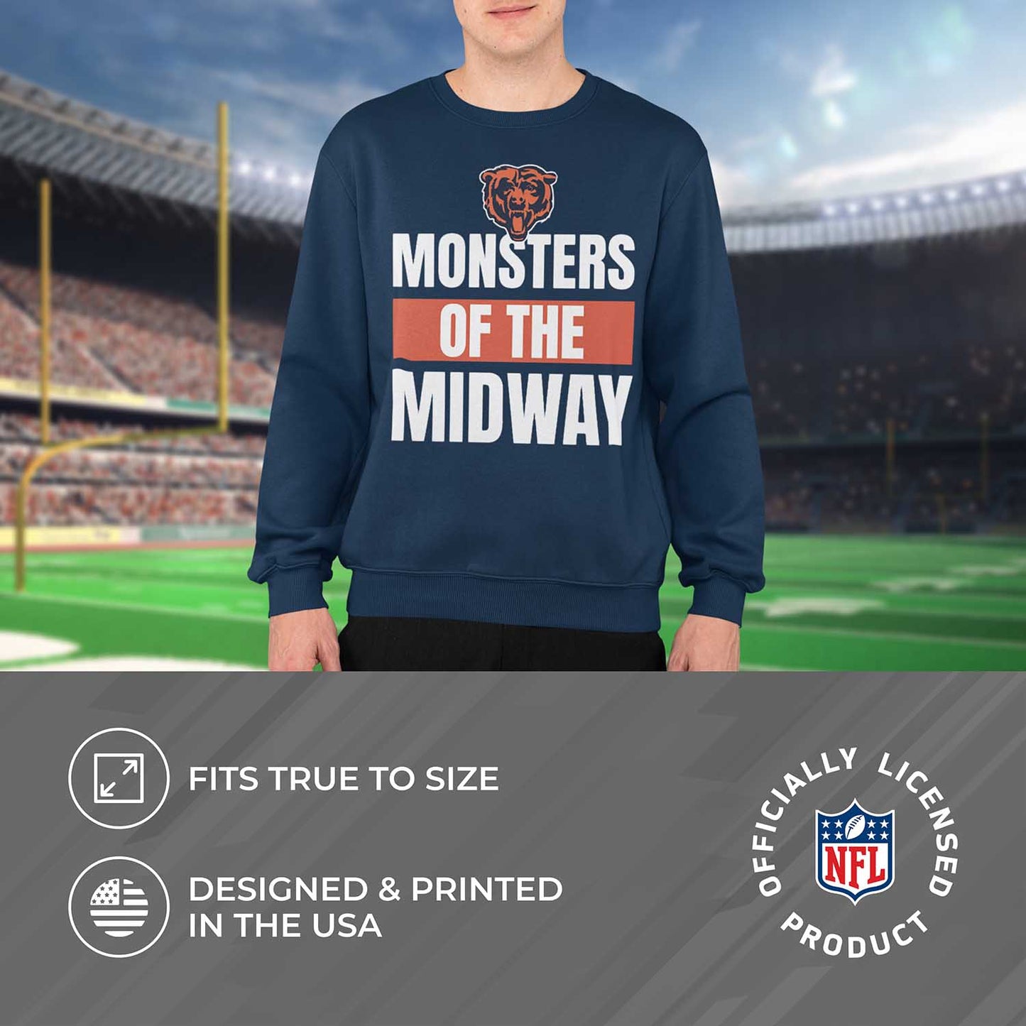 Chicago Bears NFL Adult Slogan Crewneck Sweatshirt - Navy