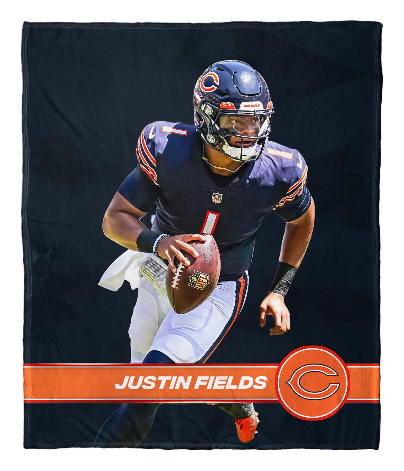 Chicago Bears NFL Hi-Def Justin Fields Silk Blanket - Navy