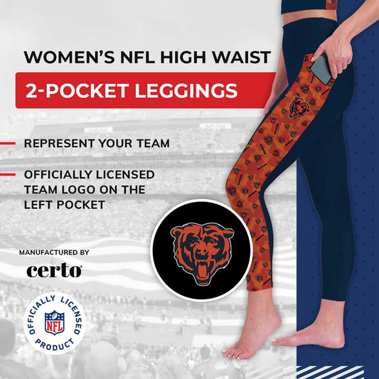 Chicago Bears NFL High Waisted Leggings for Women - Navy