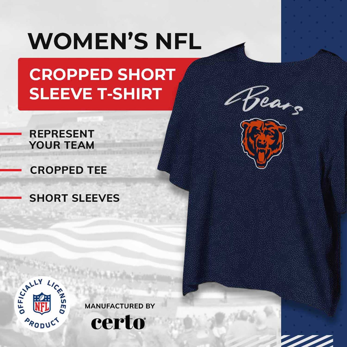 Chicago Bears NFL Women's Crop Top - Navy
