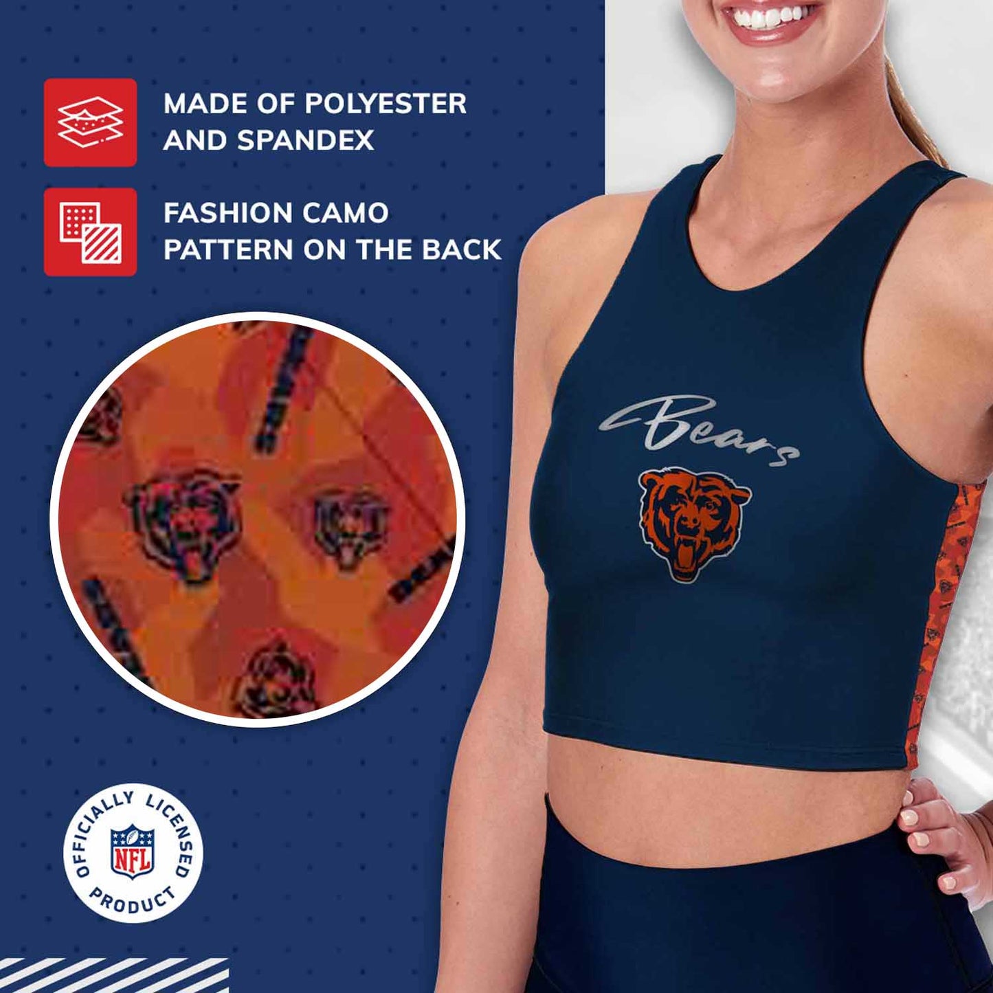 Chicago Bears NFL Women's Sports Bra Activewear - Navy
