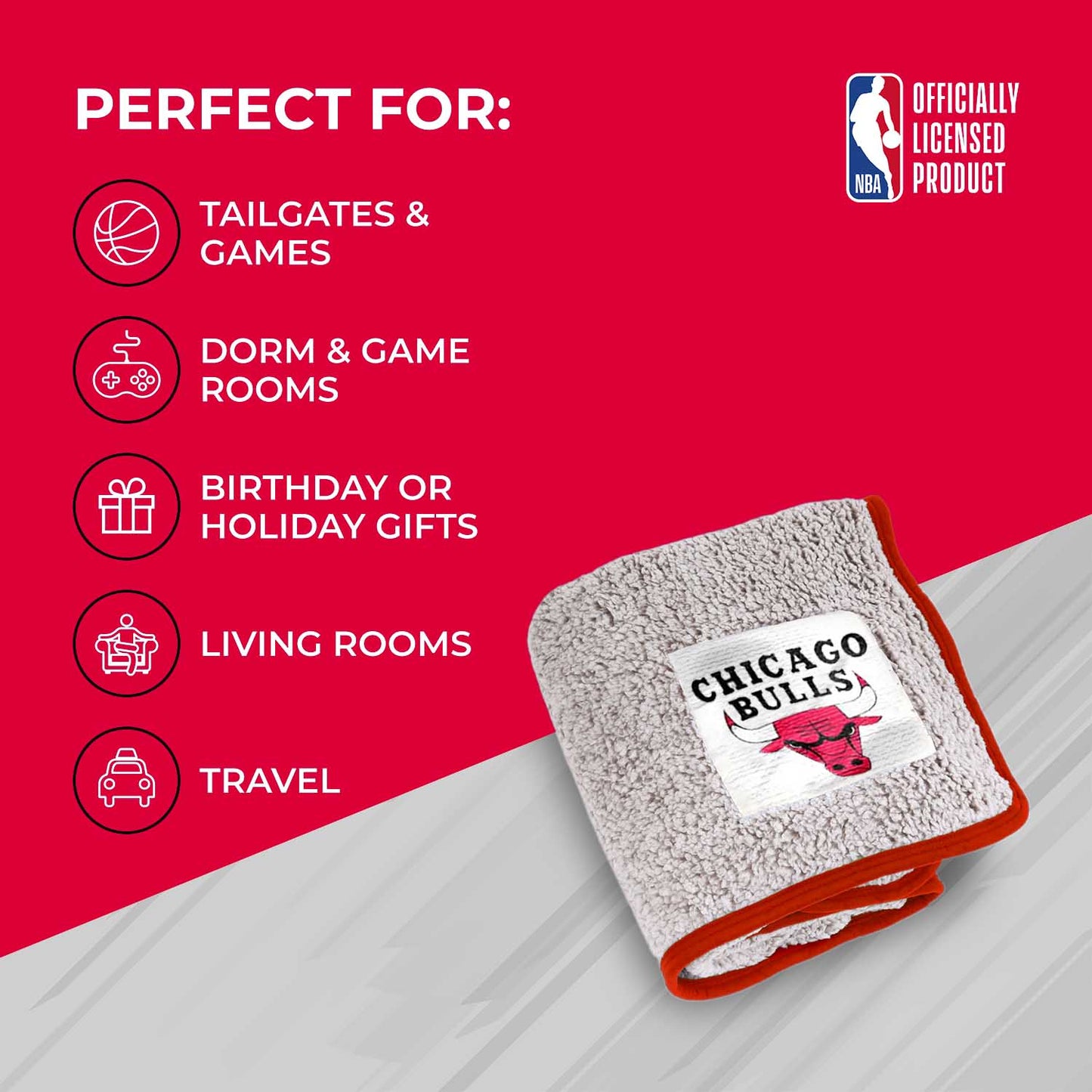 Chicago Bulls NBA Silk Touch Sherpa Throw Blanket - Red