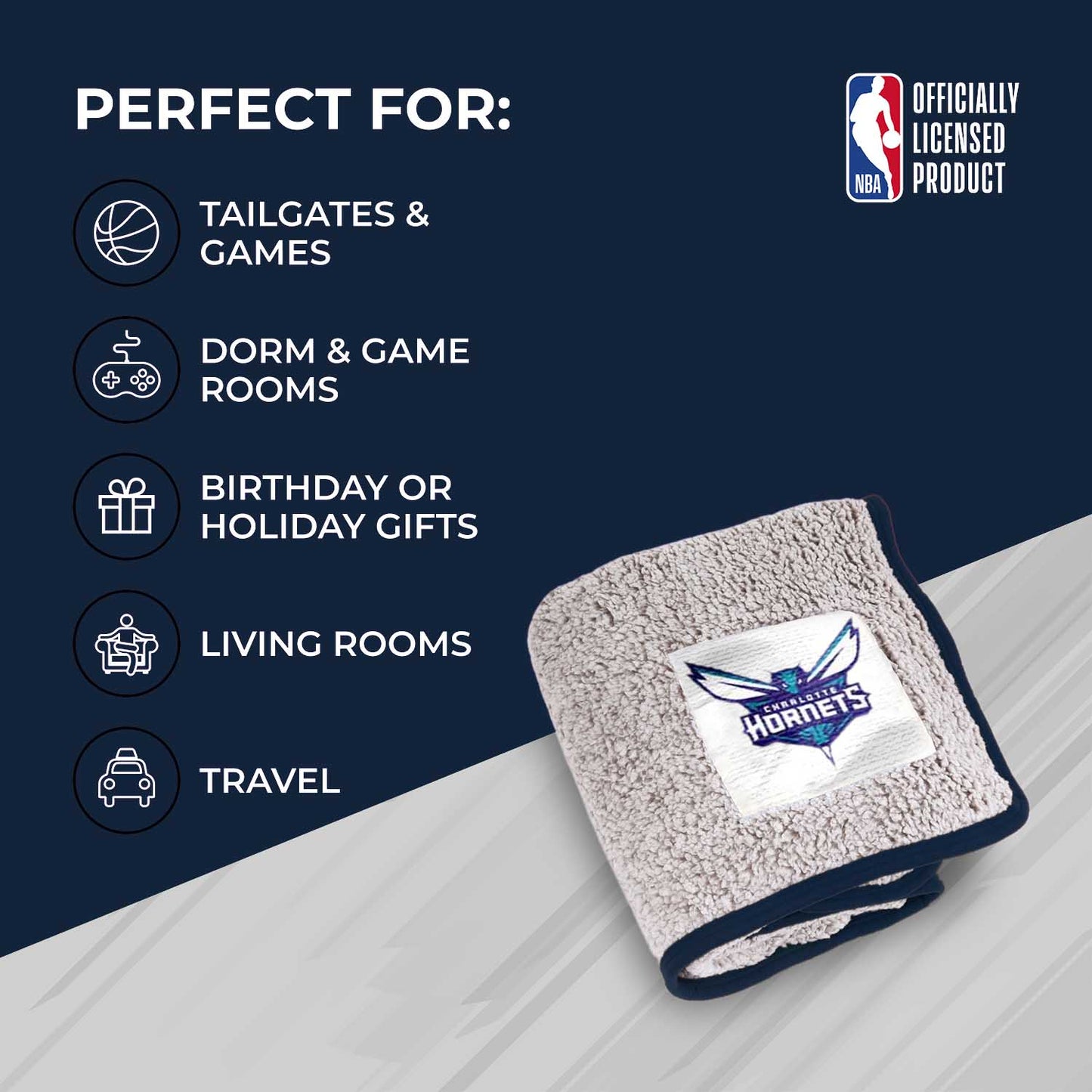 Charlotte Hornets NBA Silk Touch Sherpa Throw Blanket - Purple